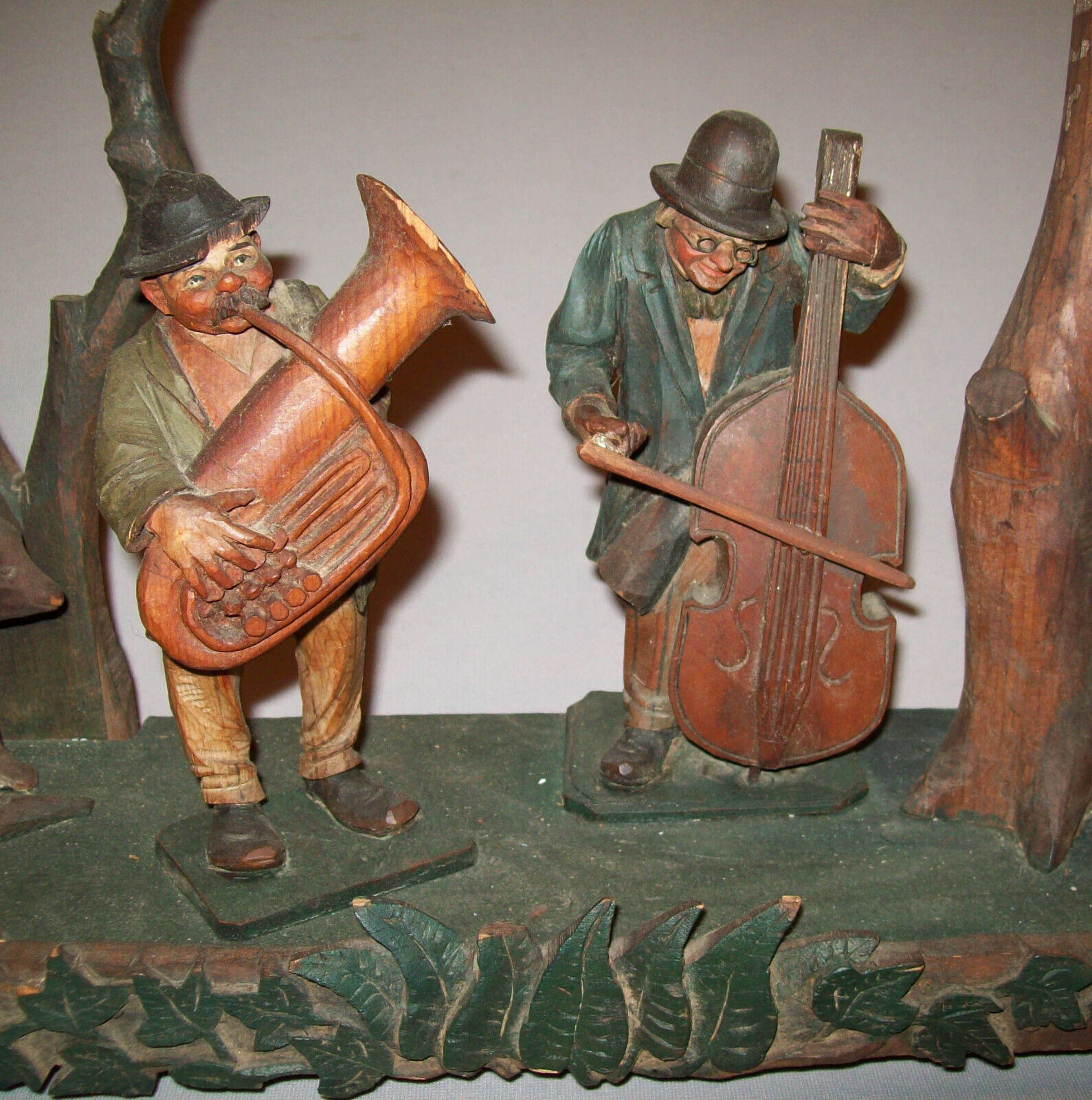 1900s Antique Folk Art Carved Painted Figure Group