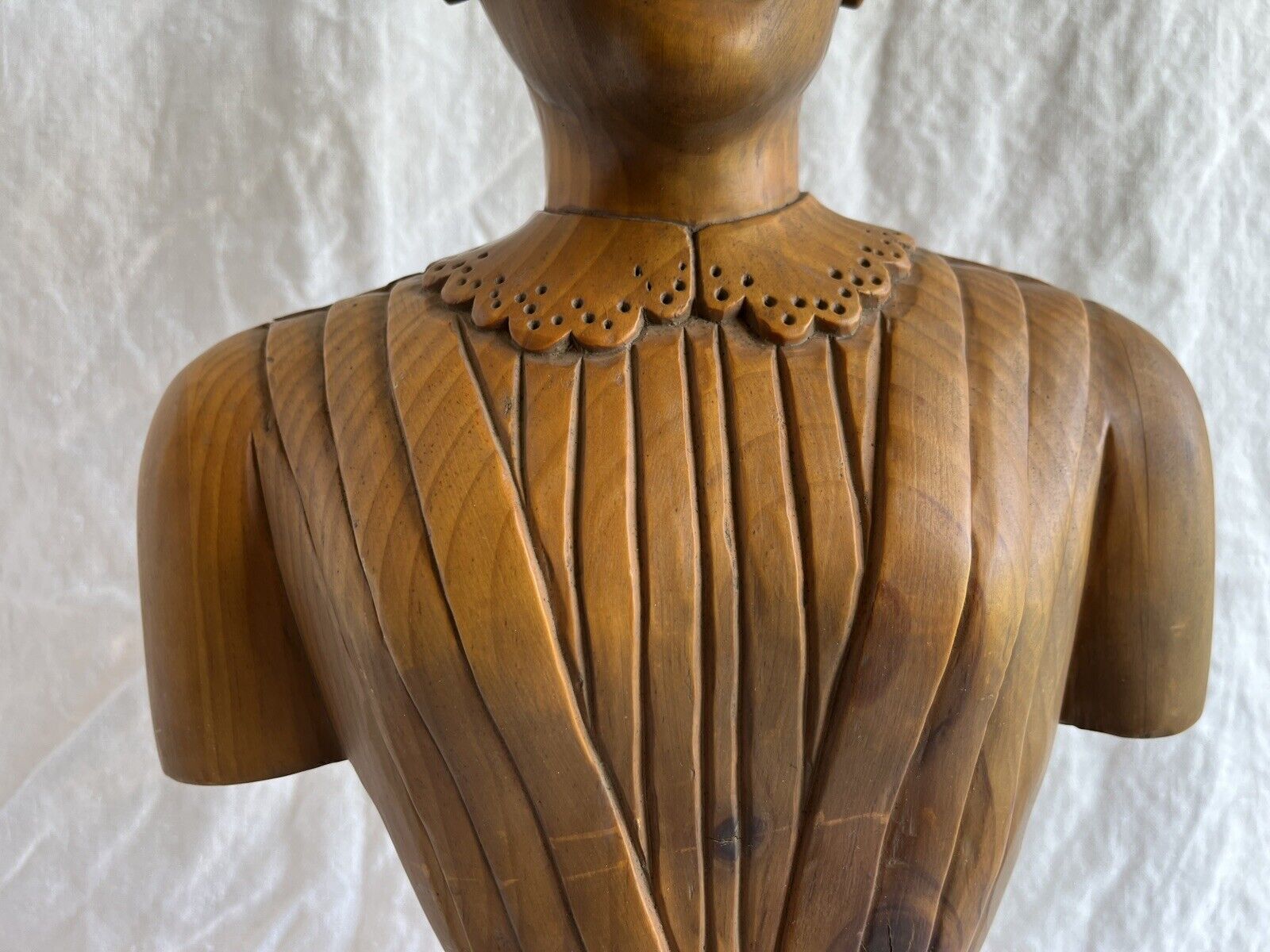 Antique Asa Ames wood bust sculpture Americana art