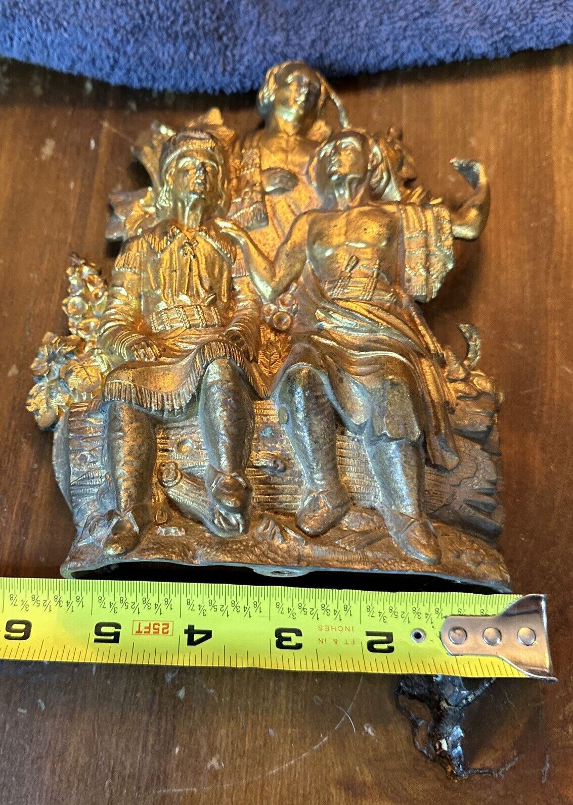 Bronze Brass Daniel Boone with Native Indians Figurine