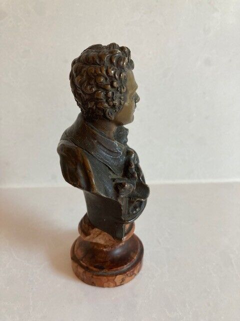 Byron Bronze Bust on Marble Base 4 3/4