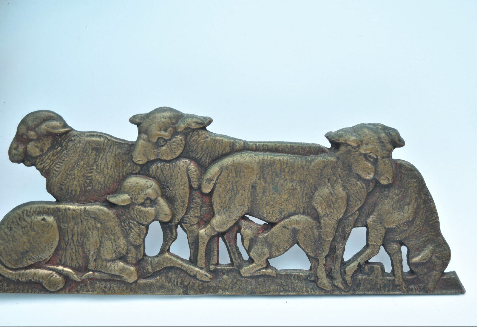 1800's Bronze Relief Sculpture: Man, Dog, Tree, Shepherd