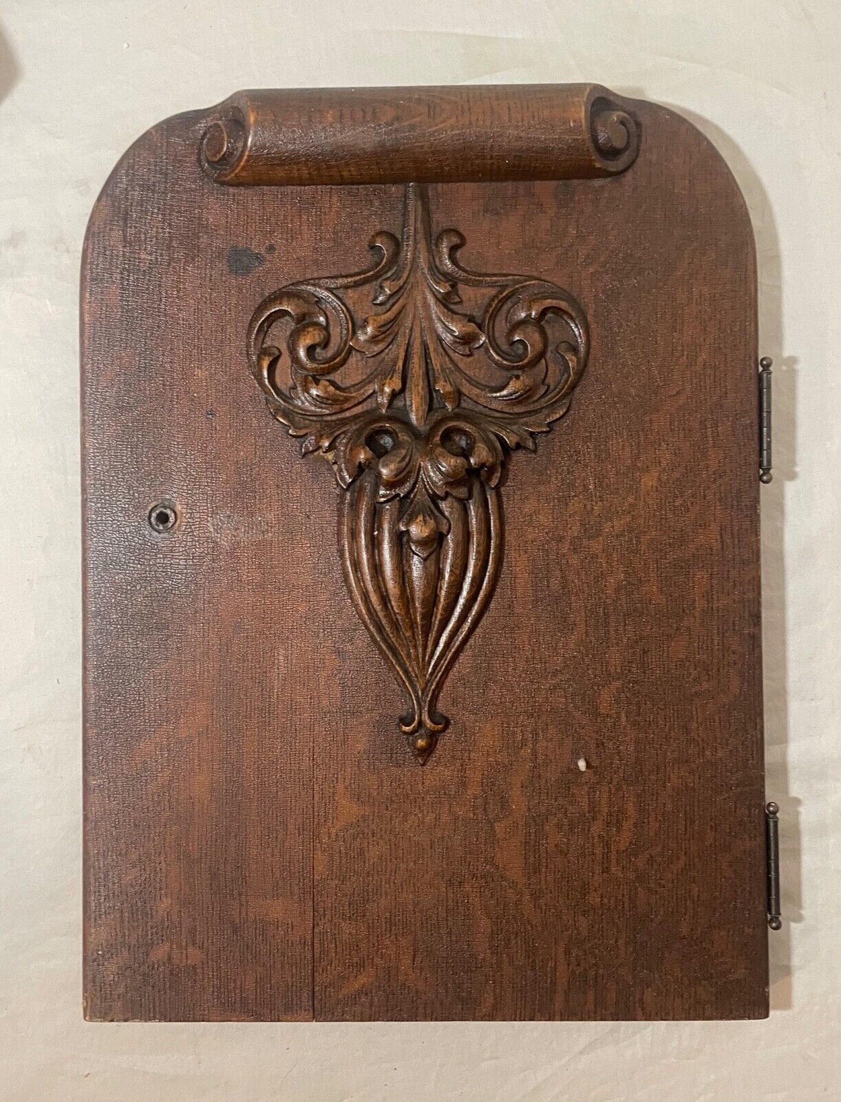 1800s carved wood oak architectural relief wall sculpture