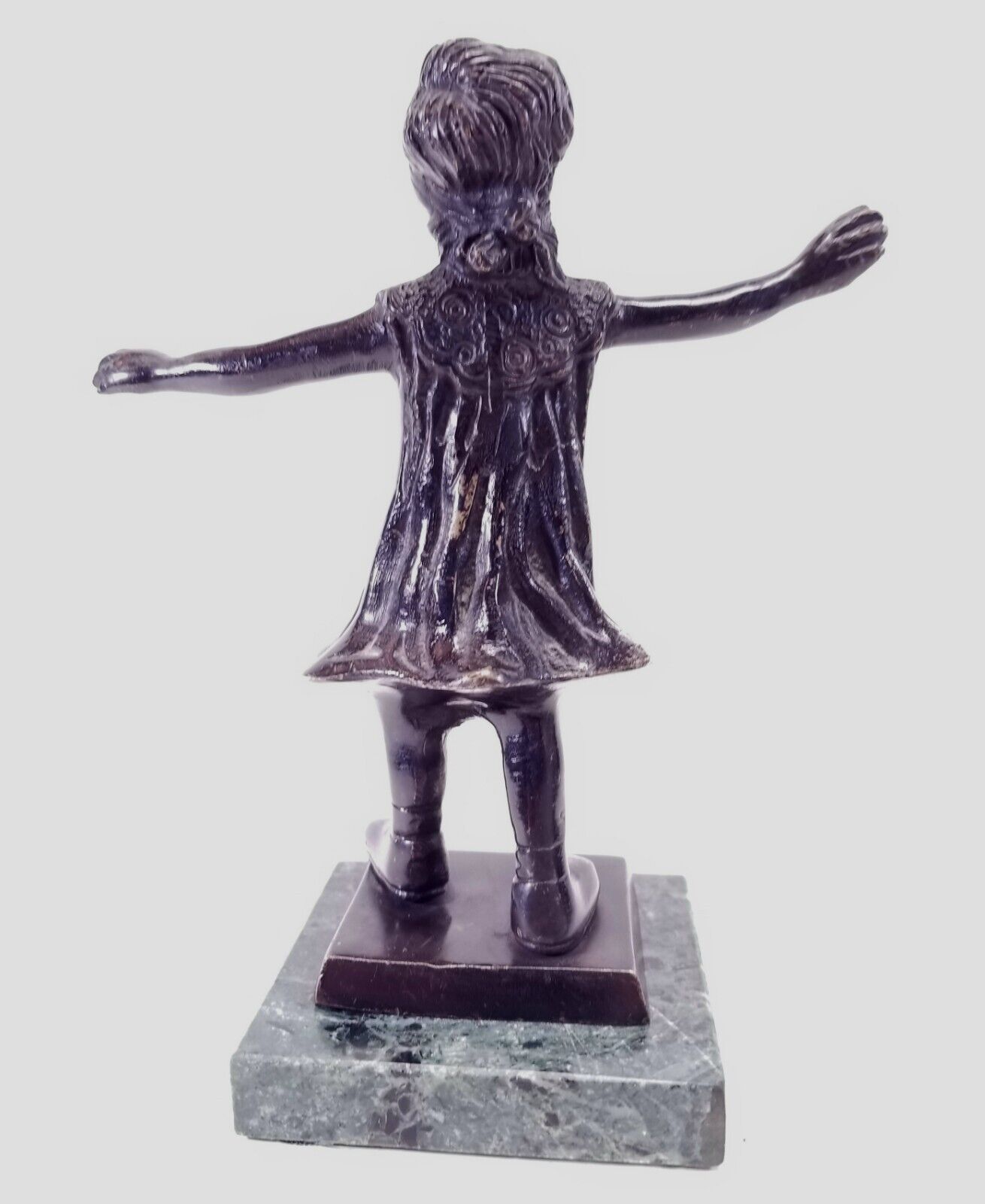 Early 1900s Bronze Blindfold Girl Statue on Marble