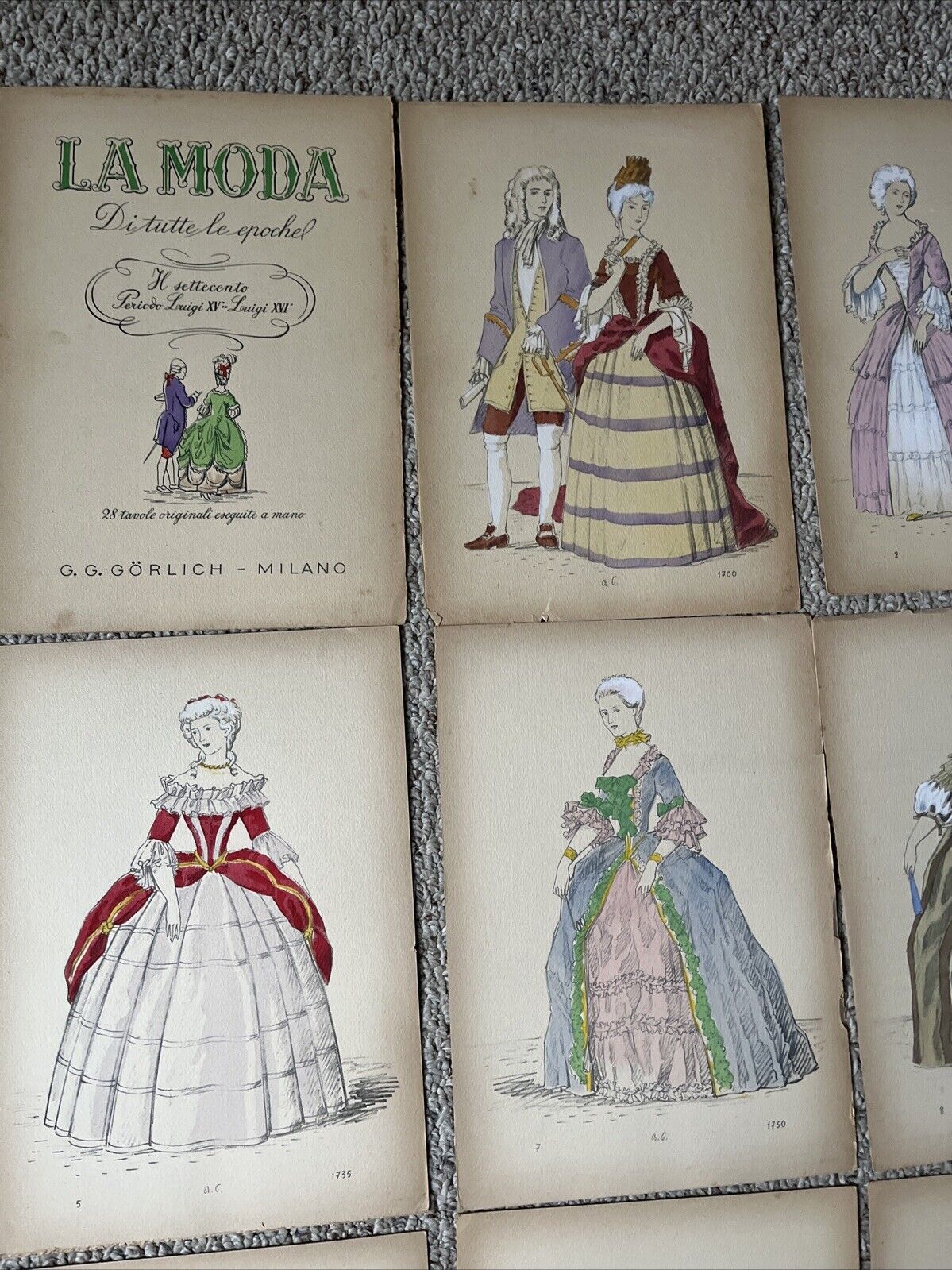 Set of 28 Antique La Mode Fashion Illustrations