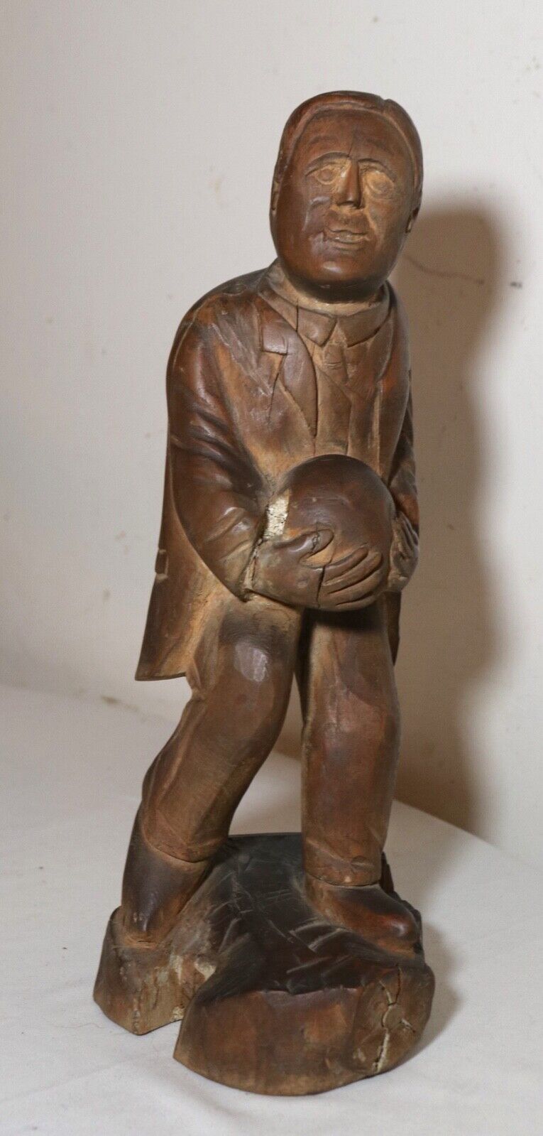 1800's Folk Art Hand Carved Wooden Figure Sculpture