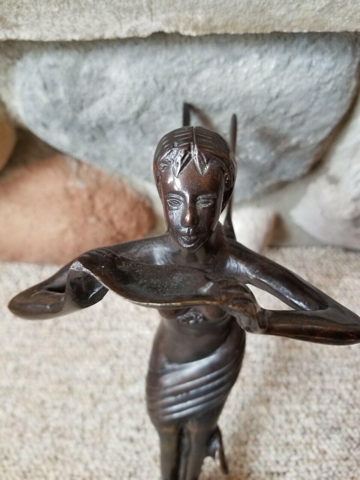 Art Nouveau Brass Sculpture of Angel Fairy Pixie