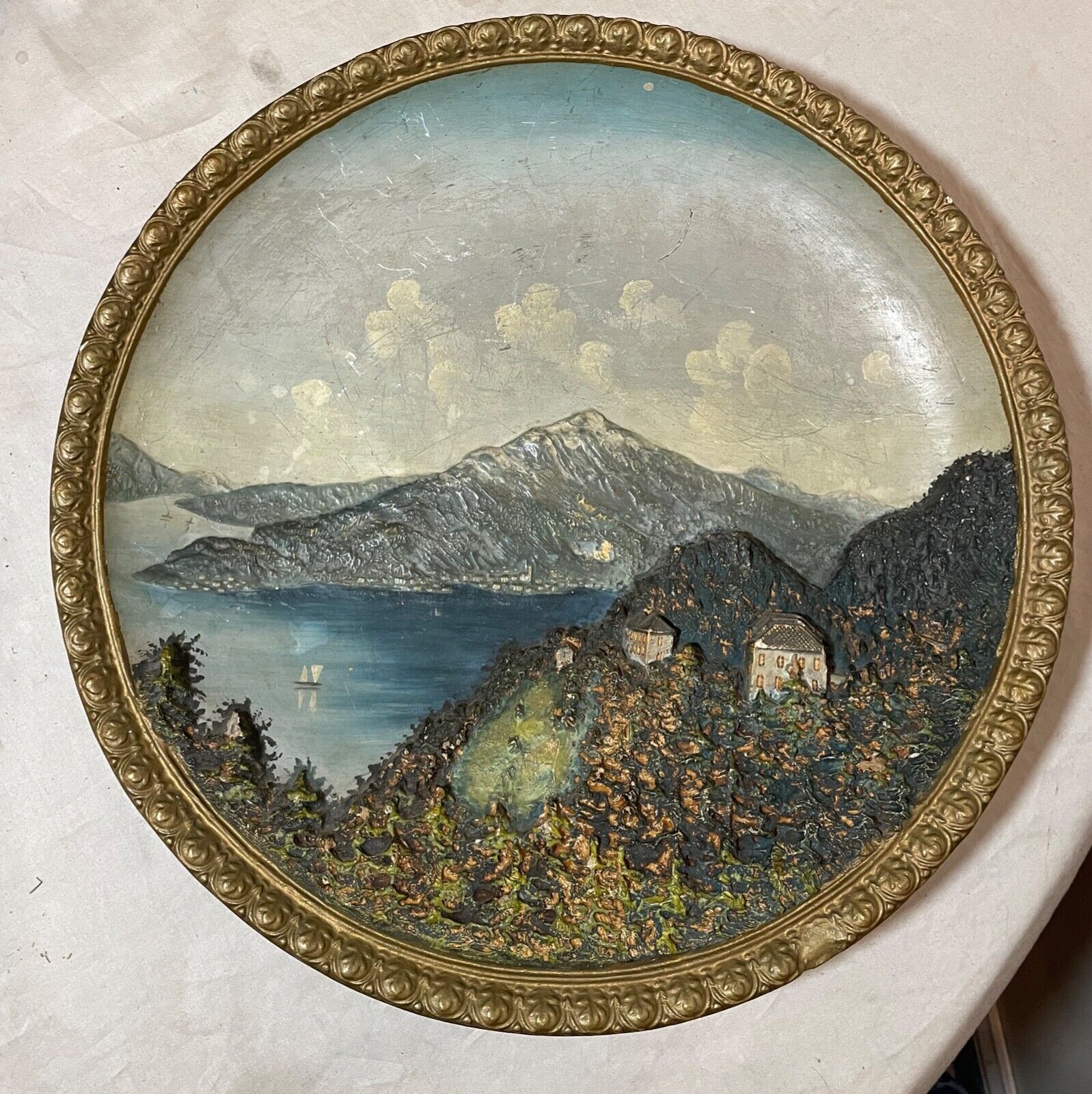 1800's Wilhelm Schiller Sohn oil terracotta wall plaque