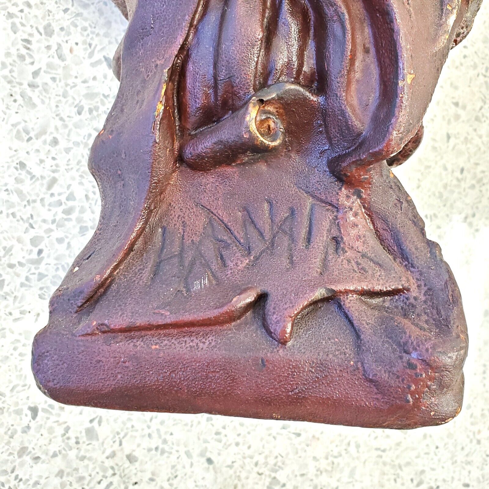 1900s Hiawatha Chalkware Native American Cigar Store Statue