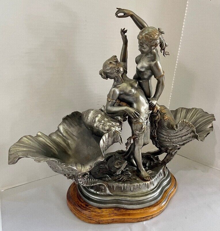 French Maidens Metal Sculpture by Charles Georges Ferville Suan