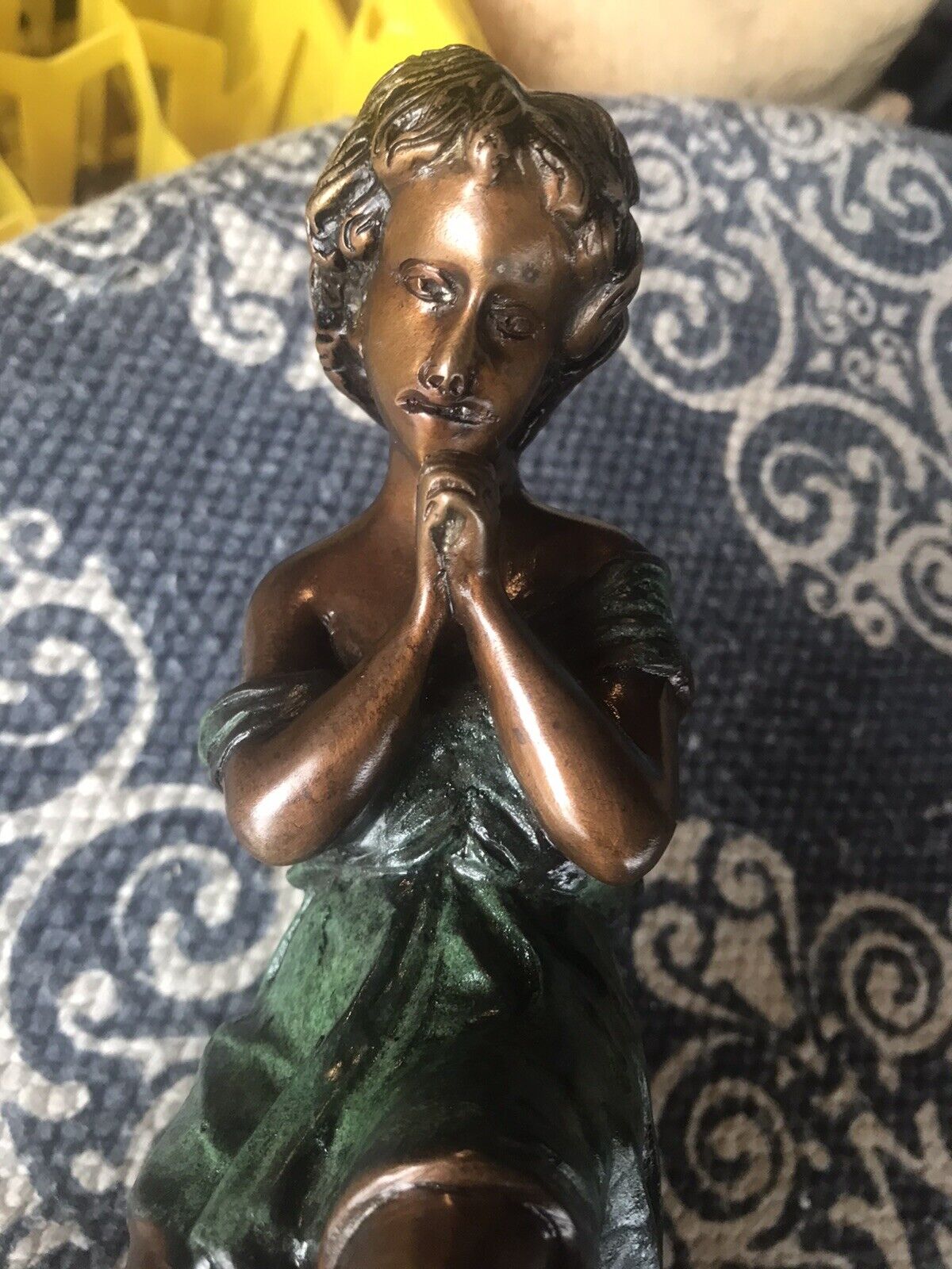 Late 19th Century Mareau Bronze Praying Girl Statue