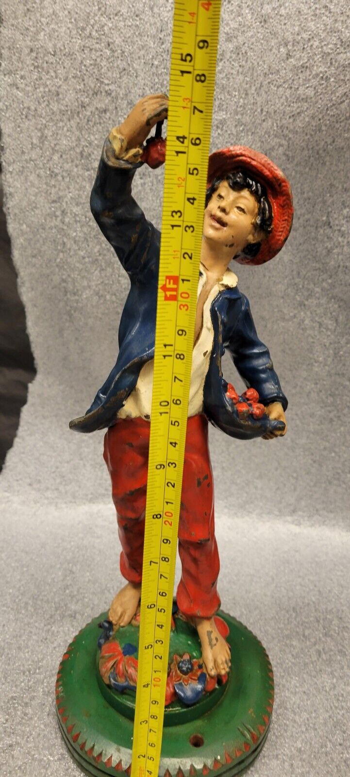 Antique Cast Metal Boy Sculpture 14.5 inch #2892