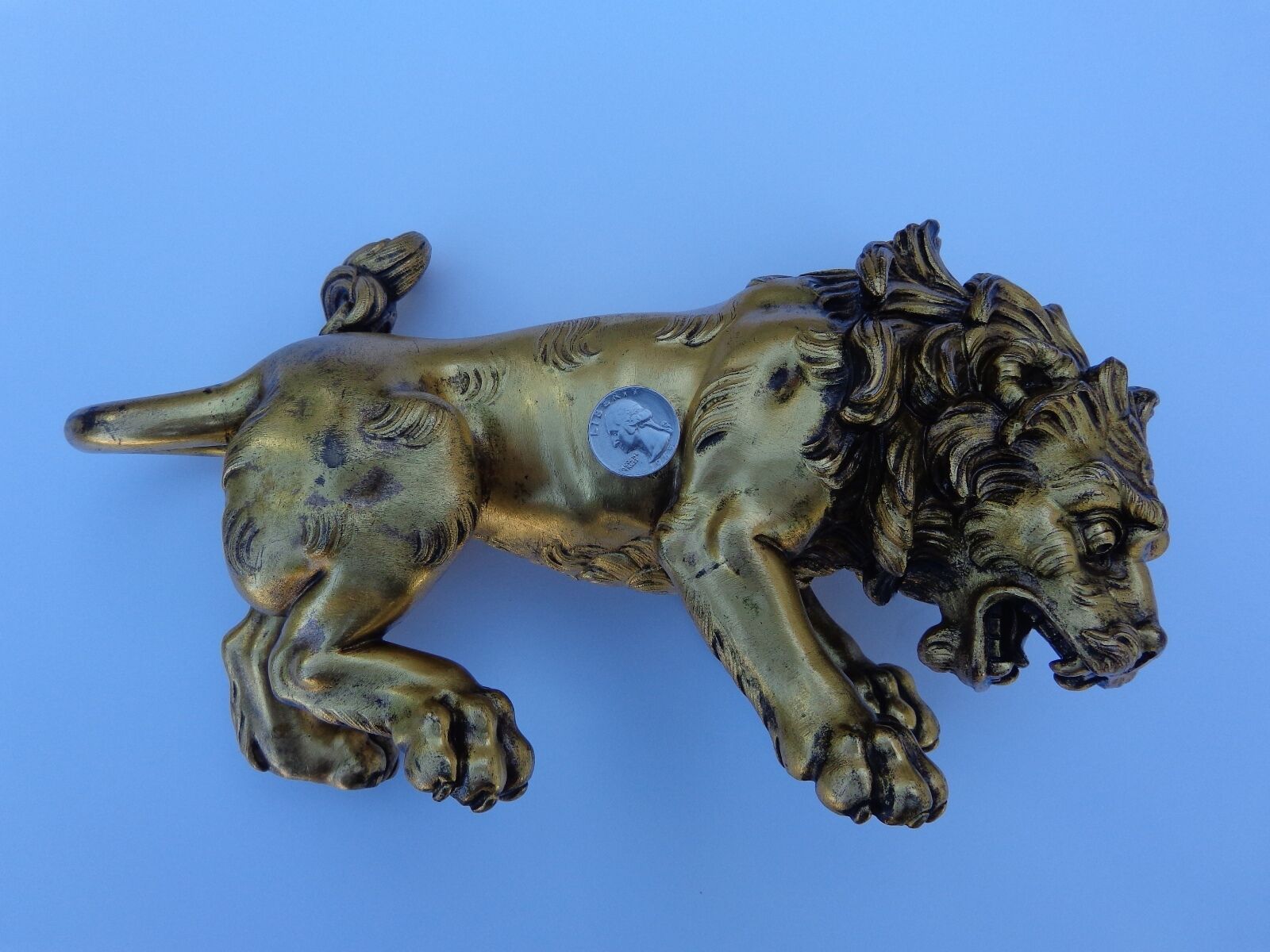 Rare 18th Century Gilt Bronze Royal Lion Sculpture