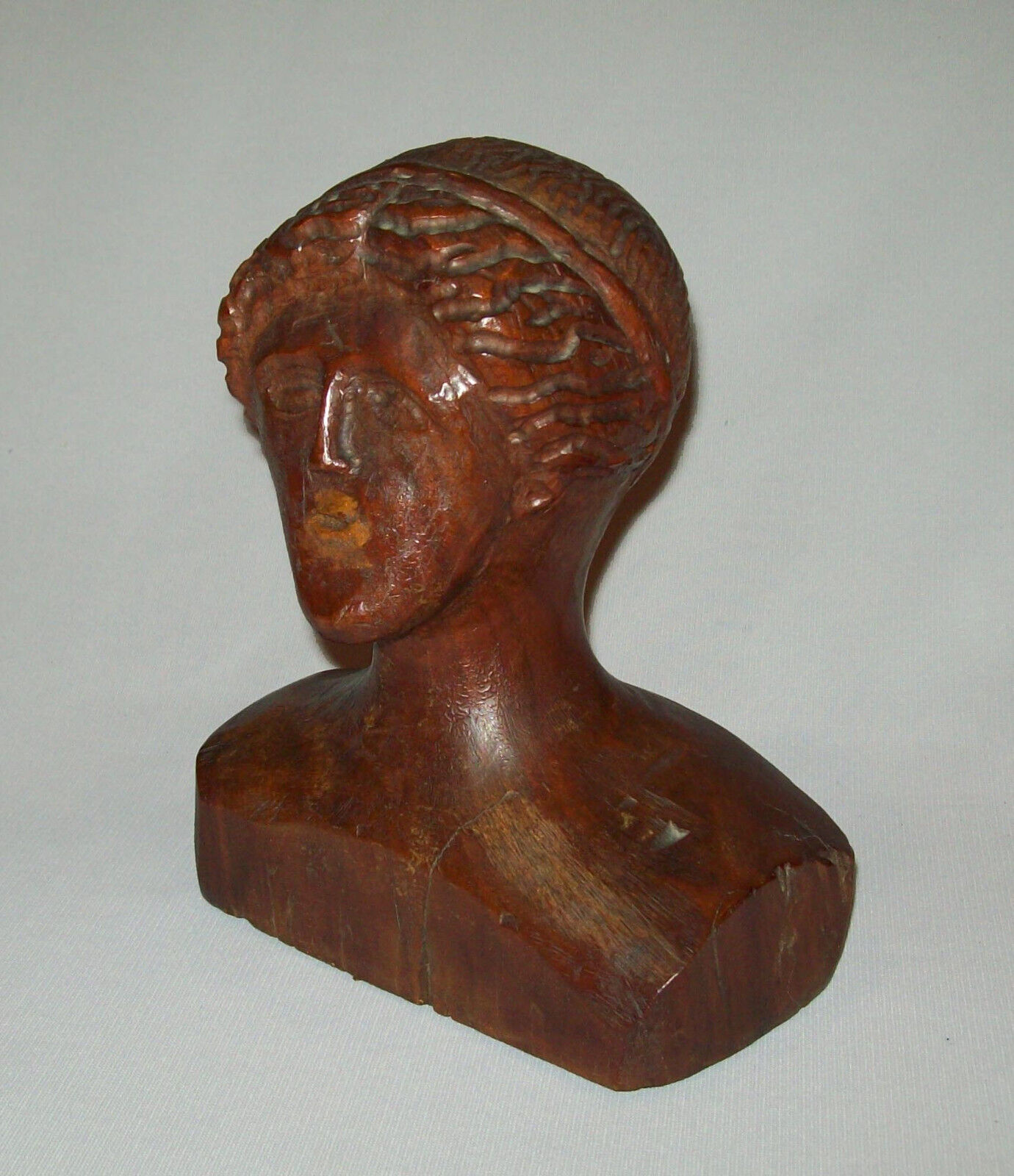 19th Century Hand Carved Wooden Woman Bust Figure