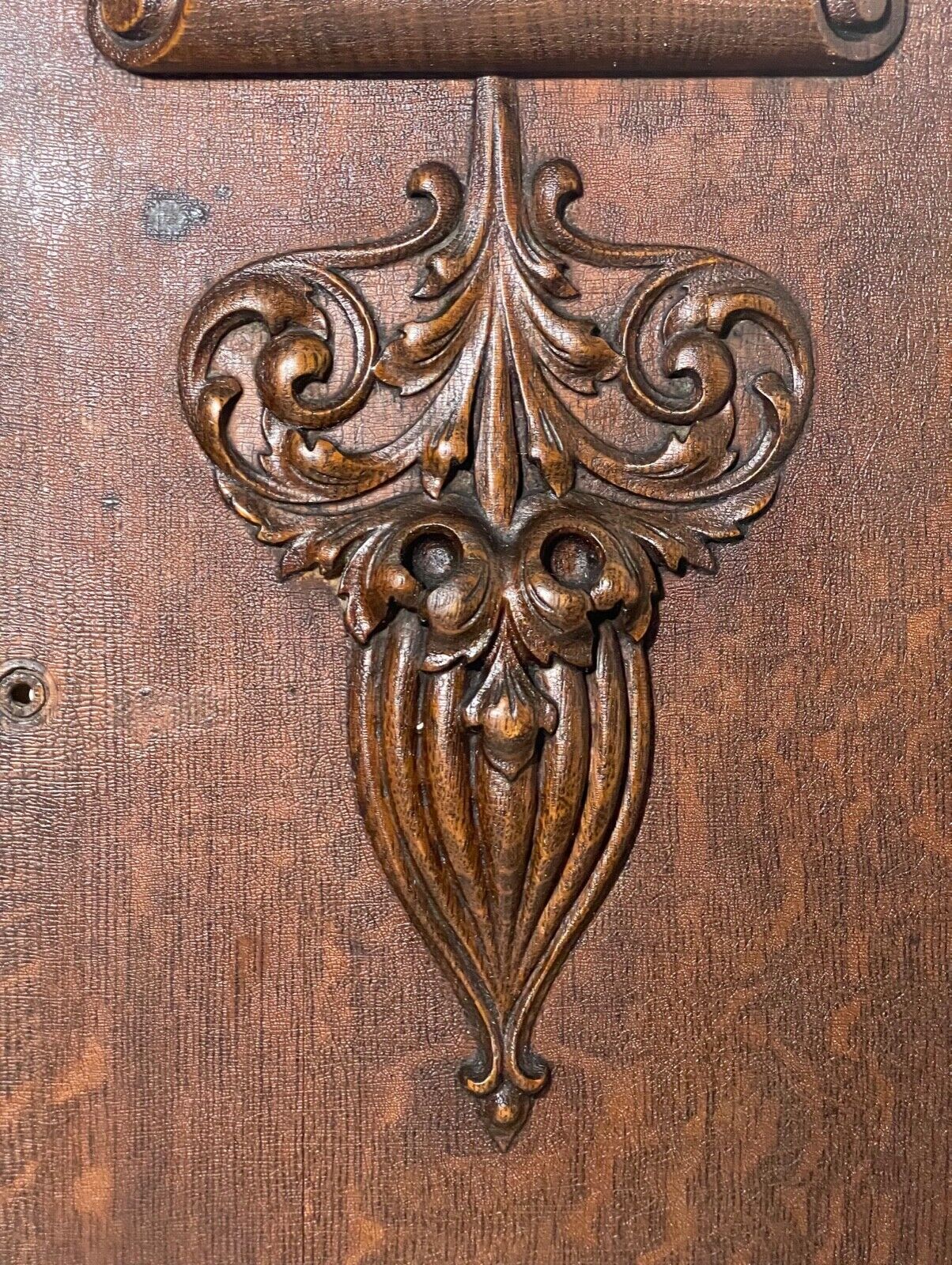 1800s carved wood oak architectural relief wall sculpture