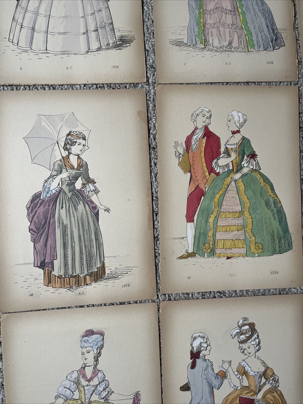 Set of 28 Antique La Mode Fashion Illustrations