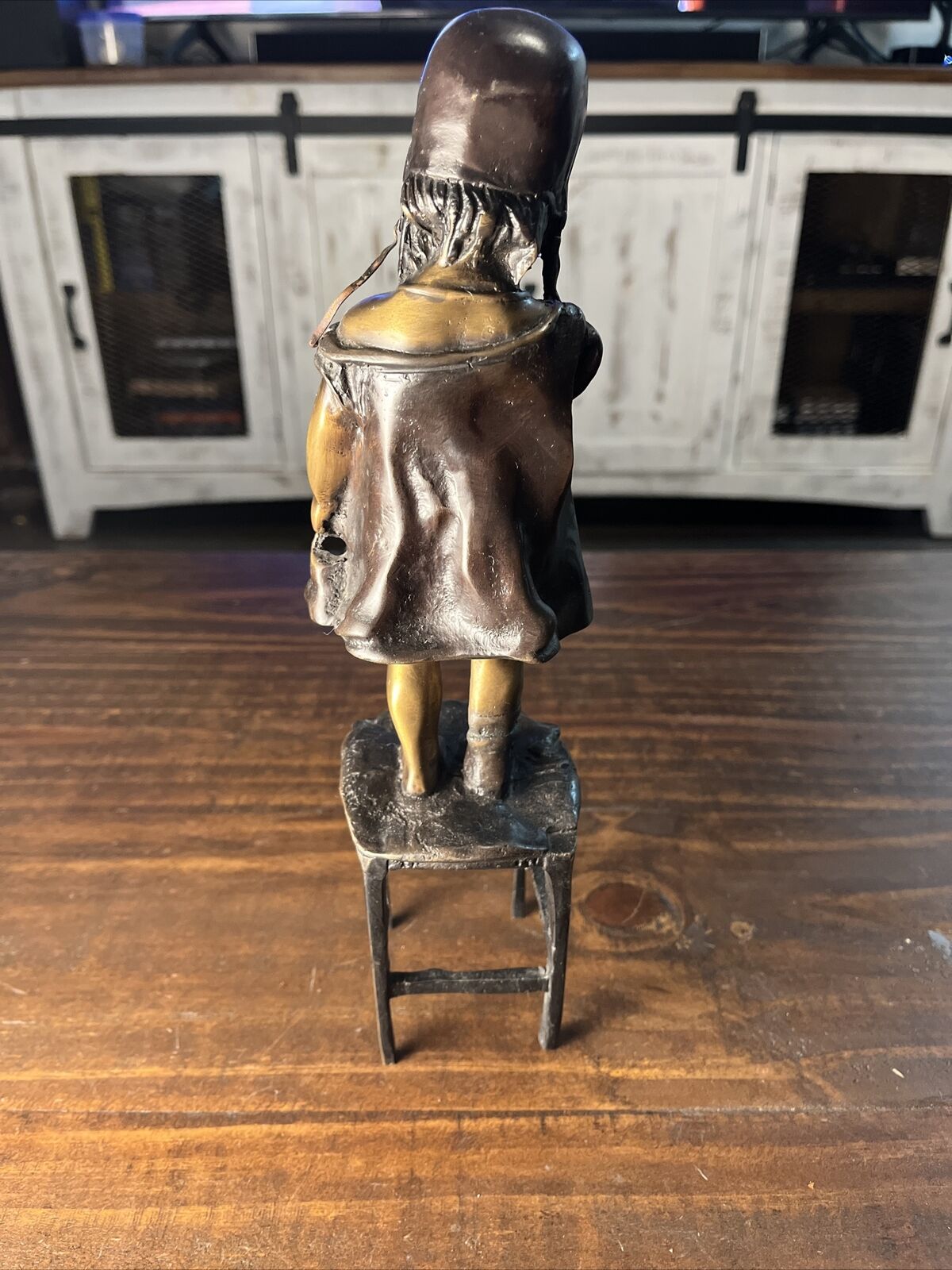1900s Bronze Girl Standing on Chair by Juan Clara