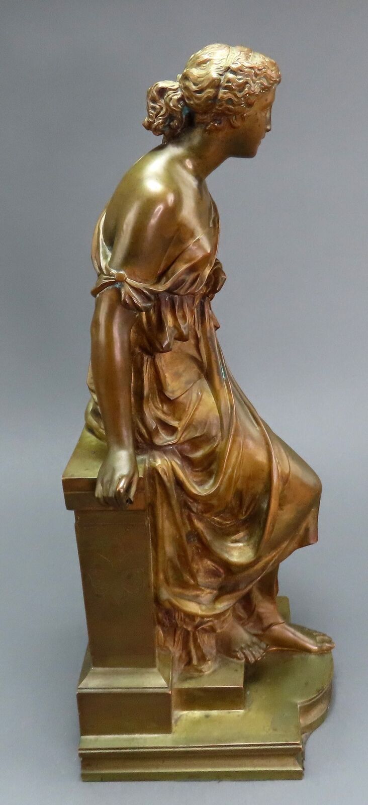1800s Continental Bronze Statue of Psyche, Young Greek Woman