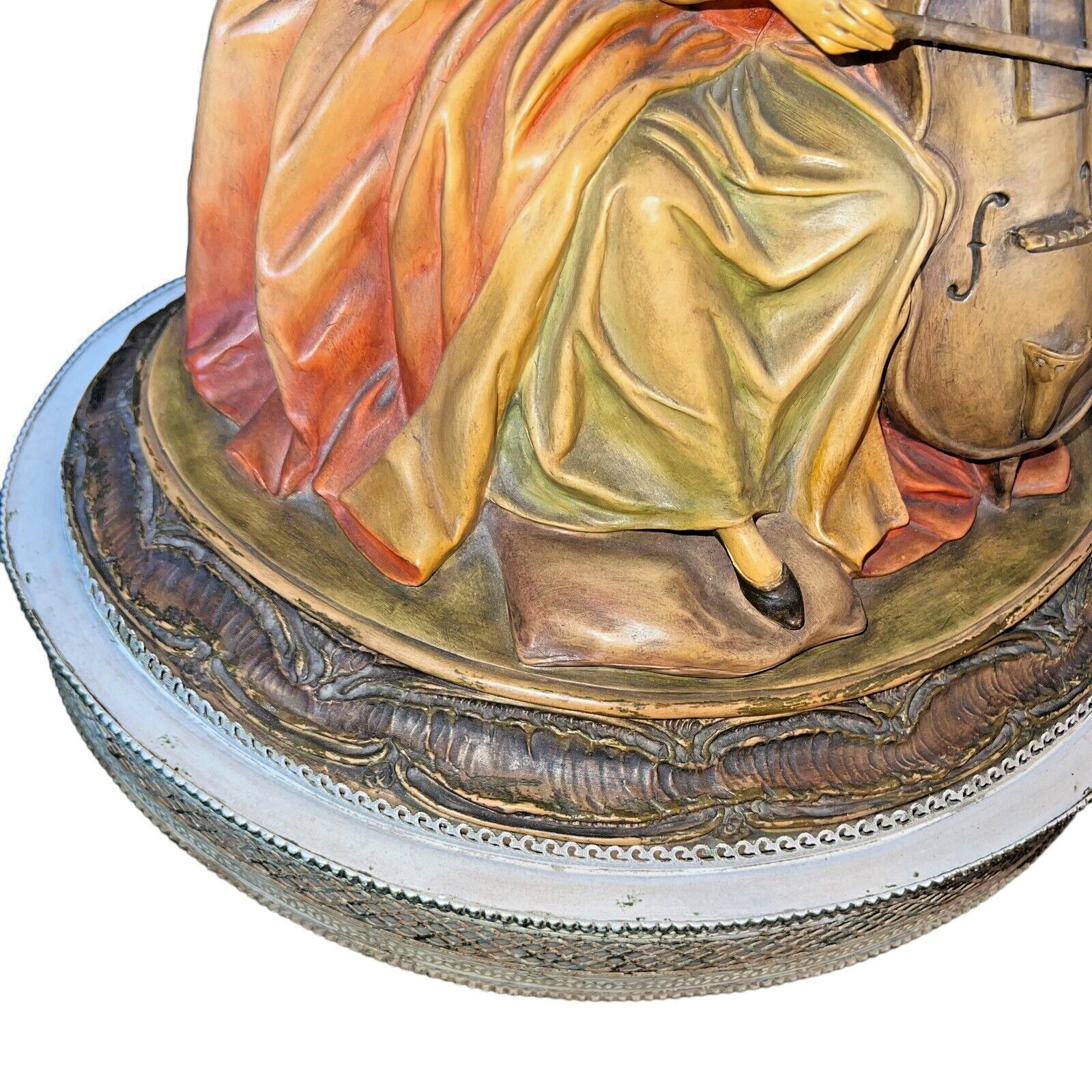 Antique Guido Cacciapuoti Lady Cello Ceramic Lamp Italy