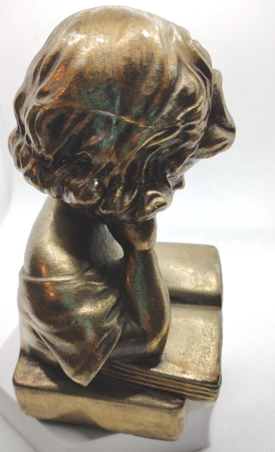 1800's Antique Plaster Vicari Girl Library Book End