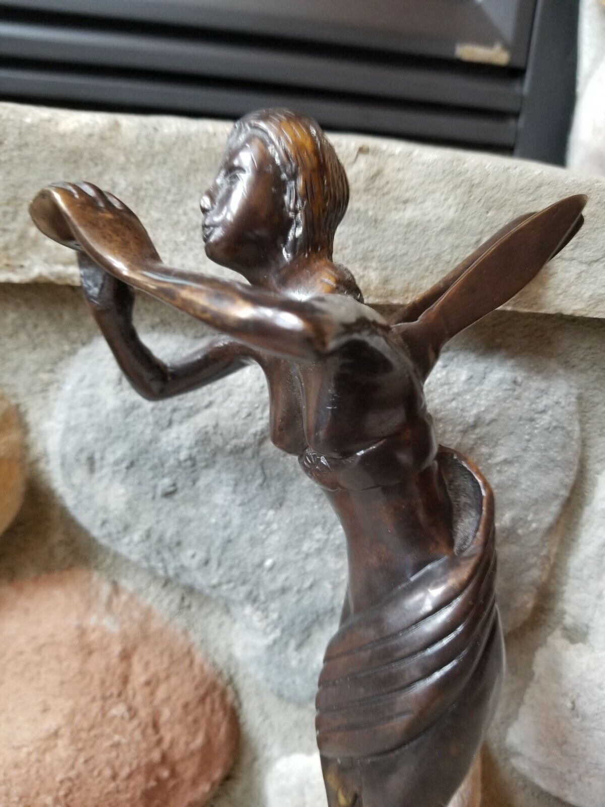 Art Nouveau Brass Sculpture of Angel Fairy Pixie
