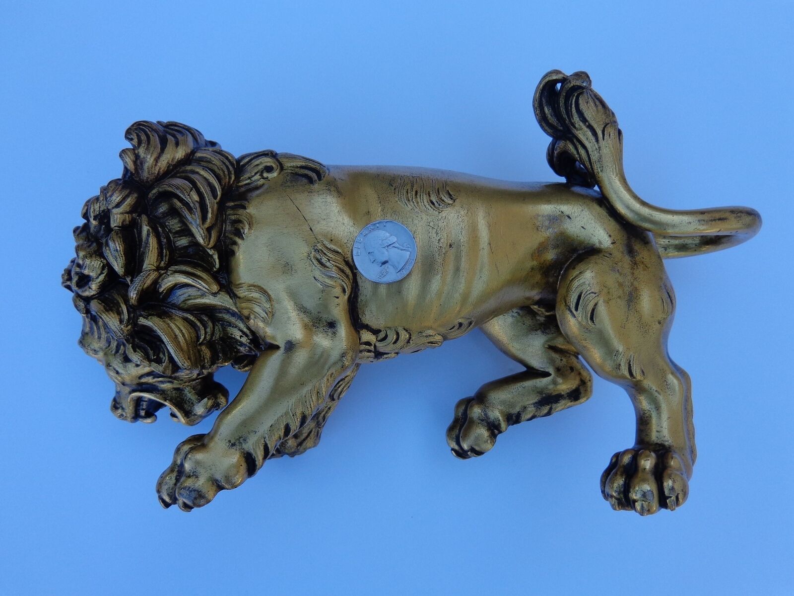 Rare 18th Century Gilt Bronze Royal Lion Sculpture