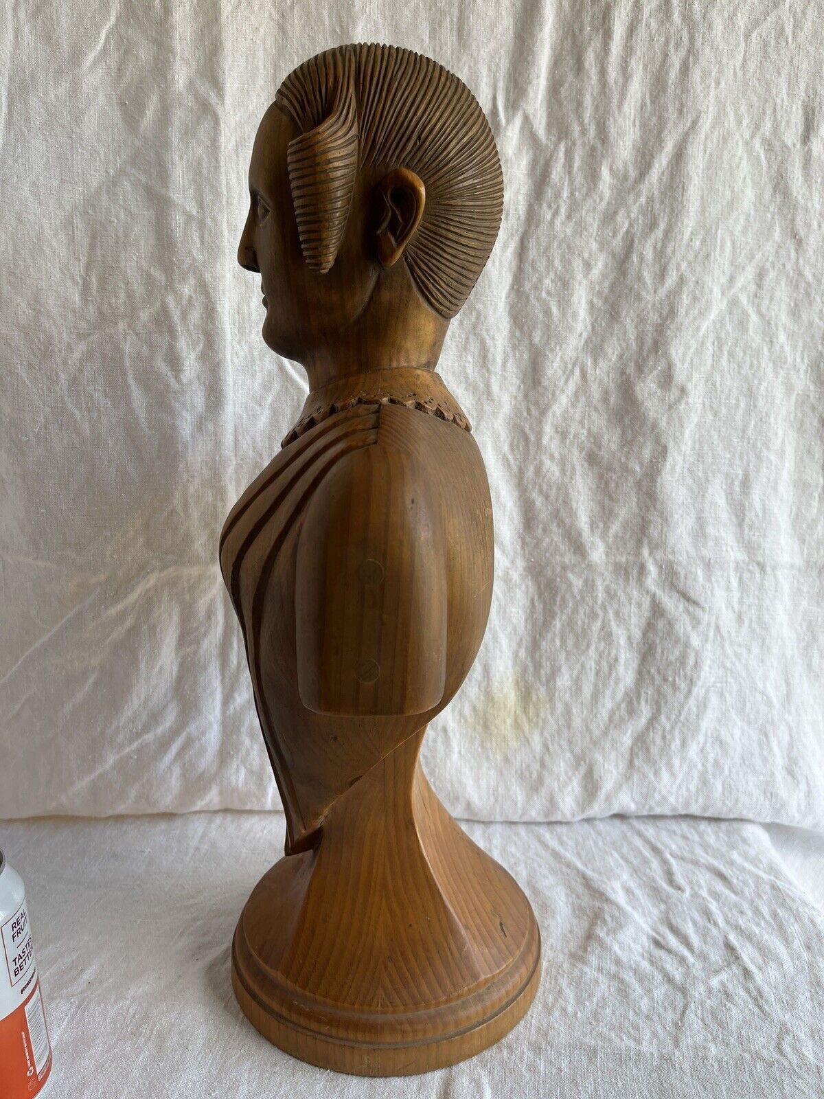 Antique Asa Ames wood bust sculpture Americana art