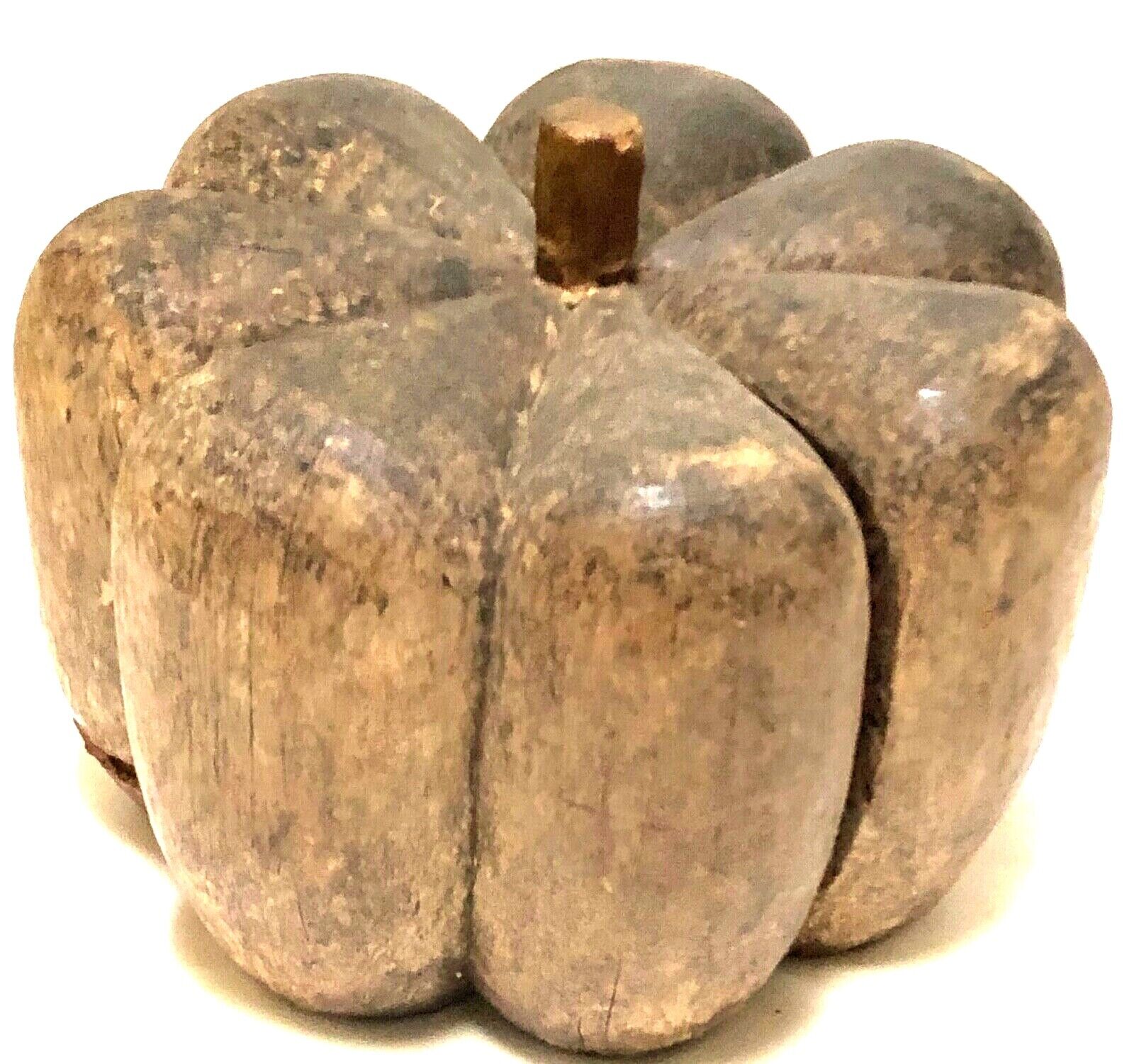 Large Folk Art Primitive Carved Wood Pumpkin Sculpture