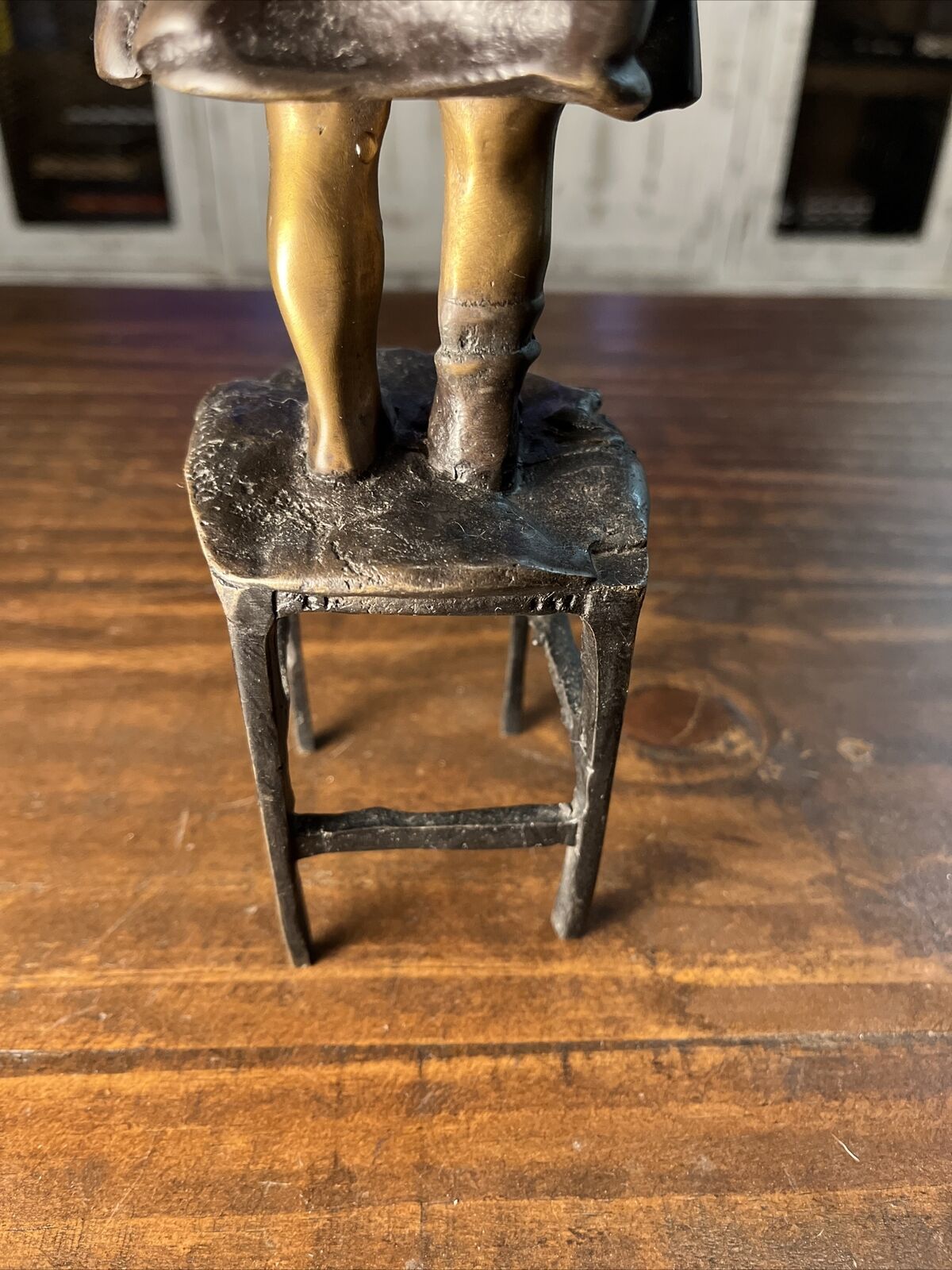 1900s Bronze Girl Standing on Chair by Juan Clara