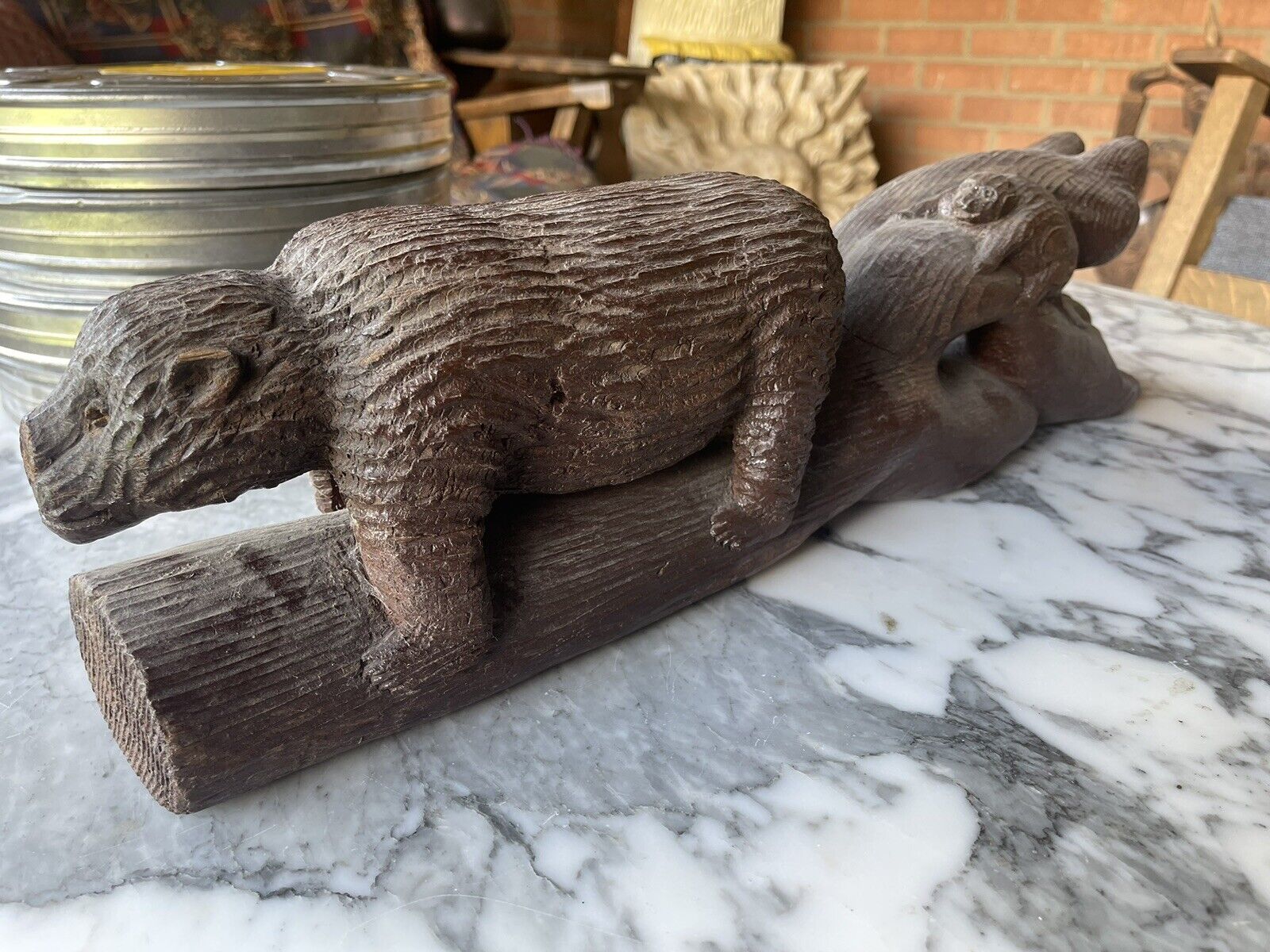 1800s Primitive Folk Art Wood Carving Antique