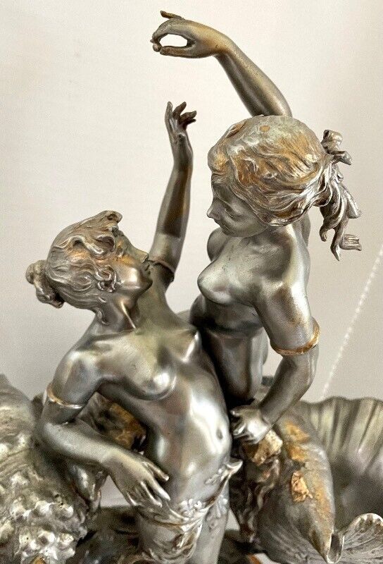 French Maidens Metal Sculpture by Charles Georges Ferville Suan