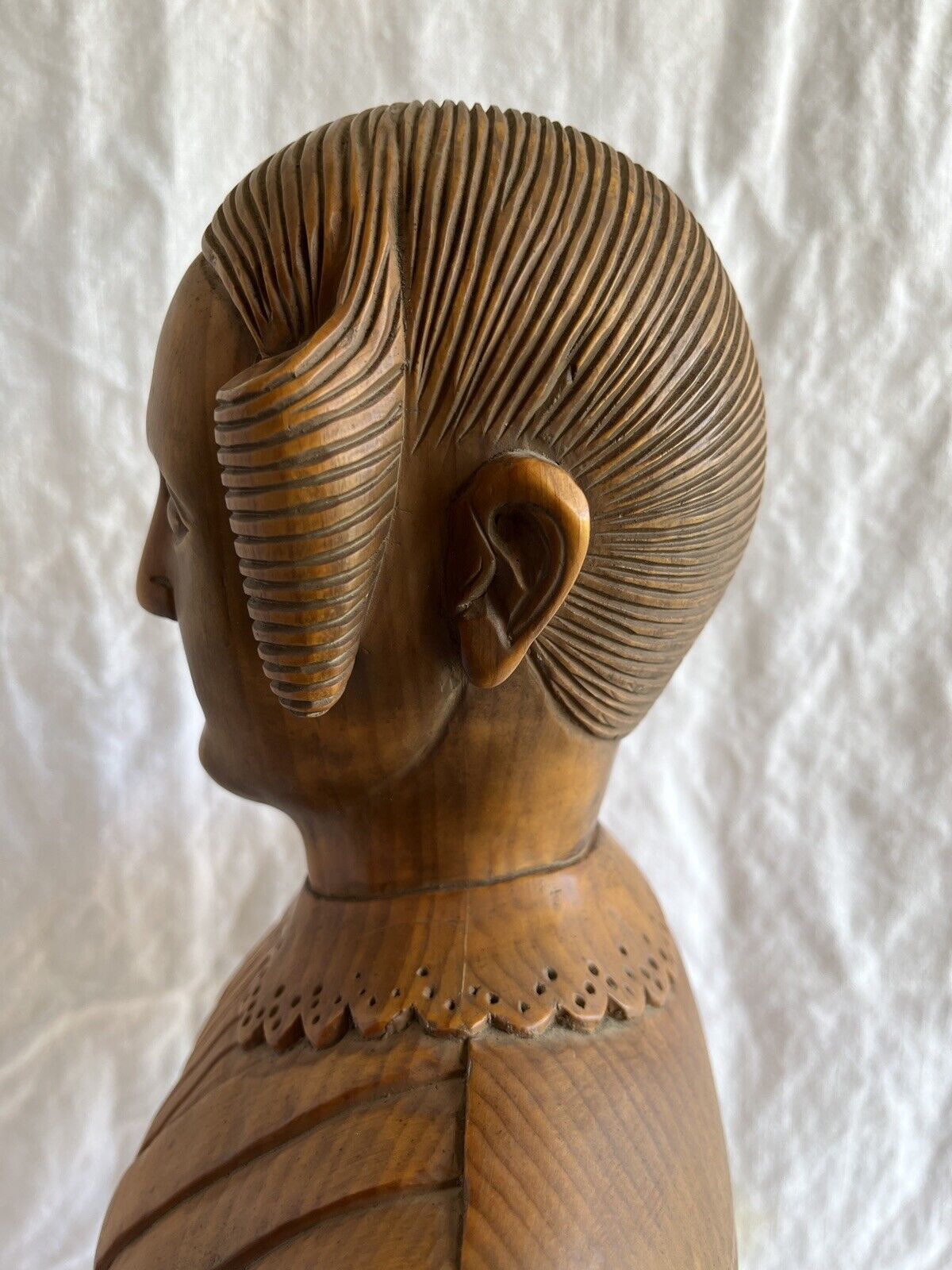 Antique Asa Ames wood bust sculpture Americana art
