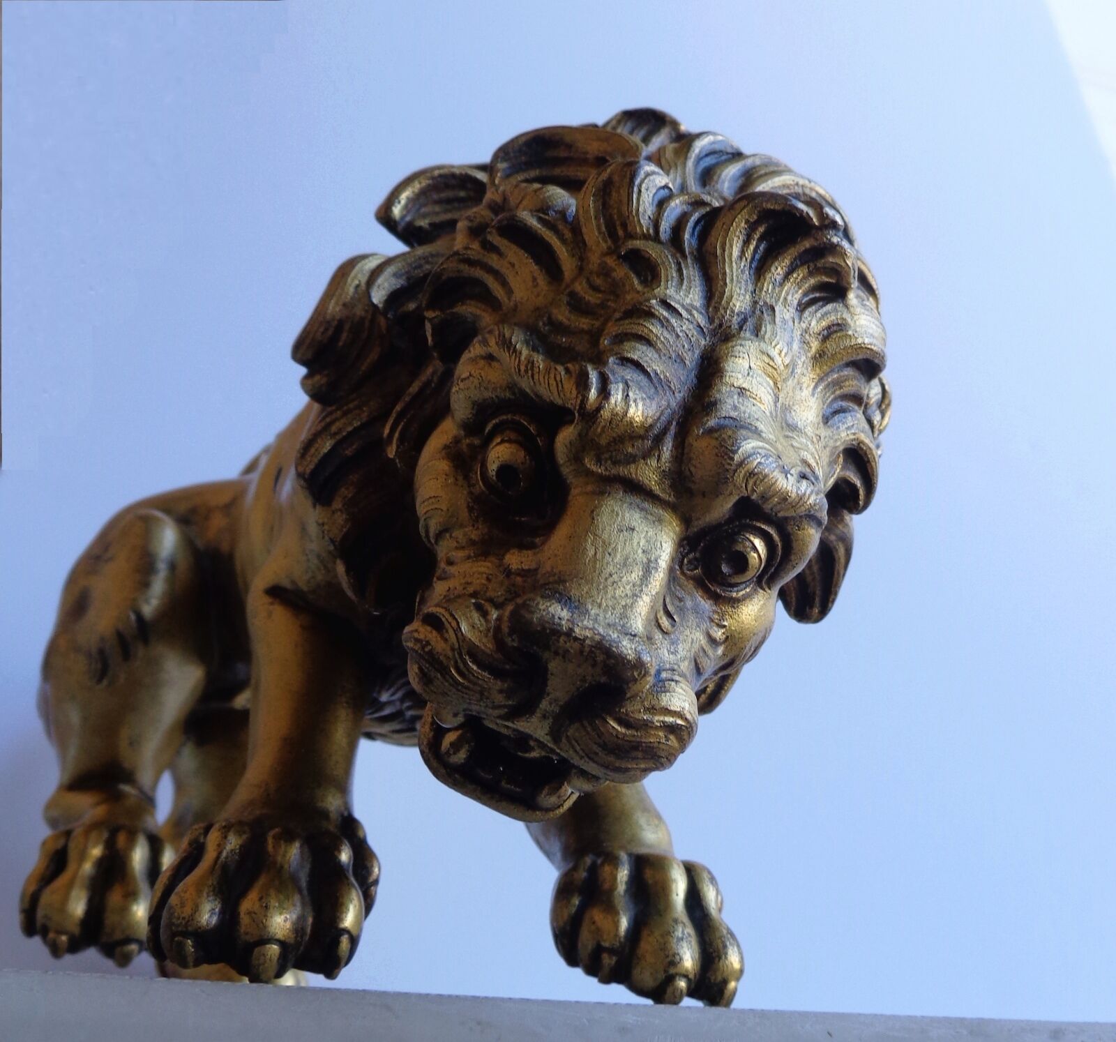 Rare 18th Century Gilt Bronze Royal Lion Sculpture