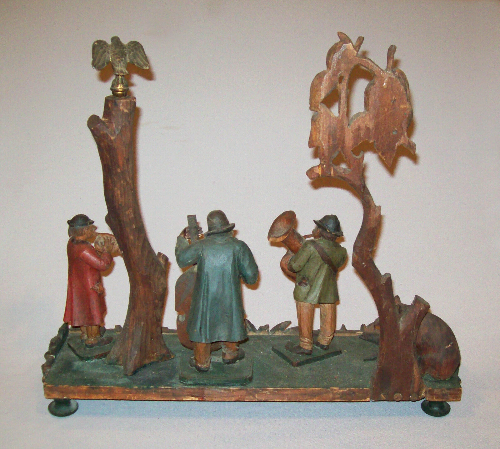 1900s Antique Folk Art Carved Painted Figure Group