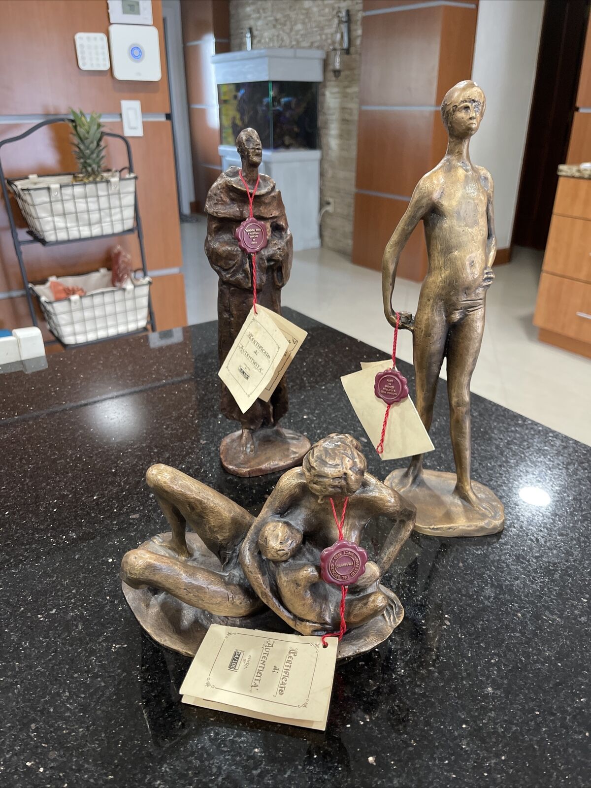 Italian Fonderia Fracaro Solid Bronze Sculpture Set, COA Included