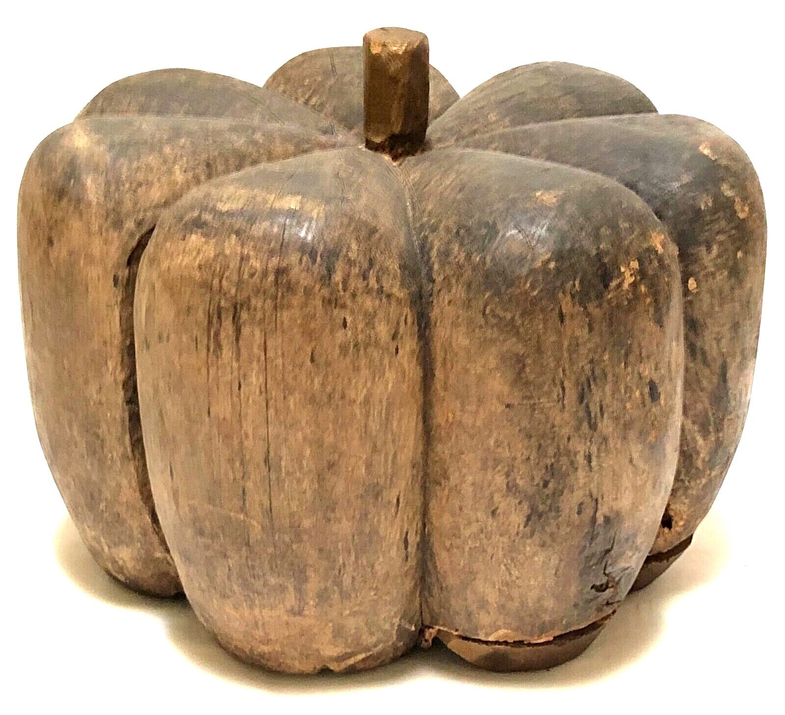 Large Folk Art Primitive Carved Wood Pumpkin Sculpture
