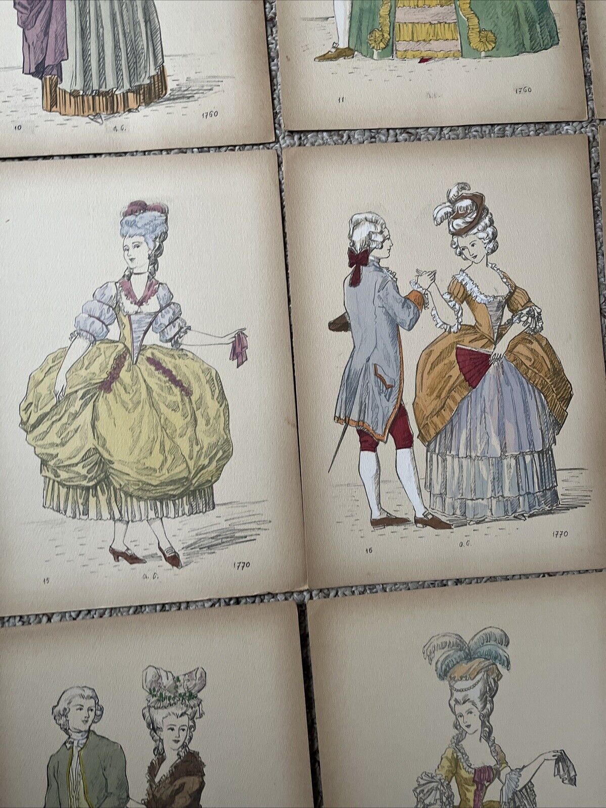 Set of 28 Antique La Mode Fashion Illustrations