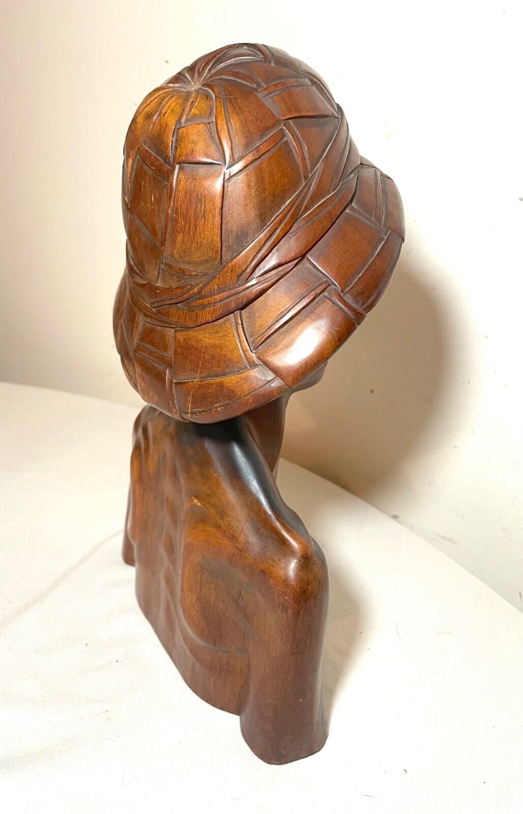 1800's hand carved wooden Japanese elder bust statue