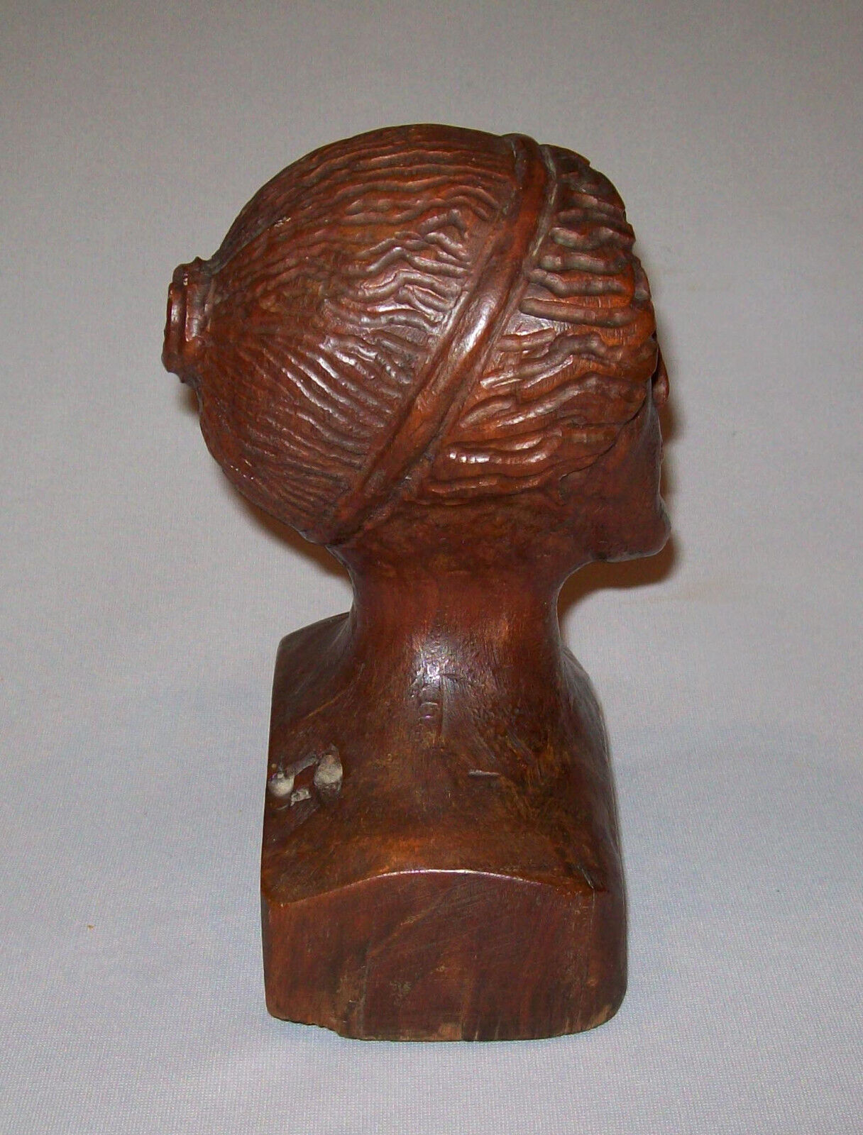 19th Century Hand Carved Wooden Woman Bust Figure