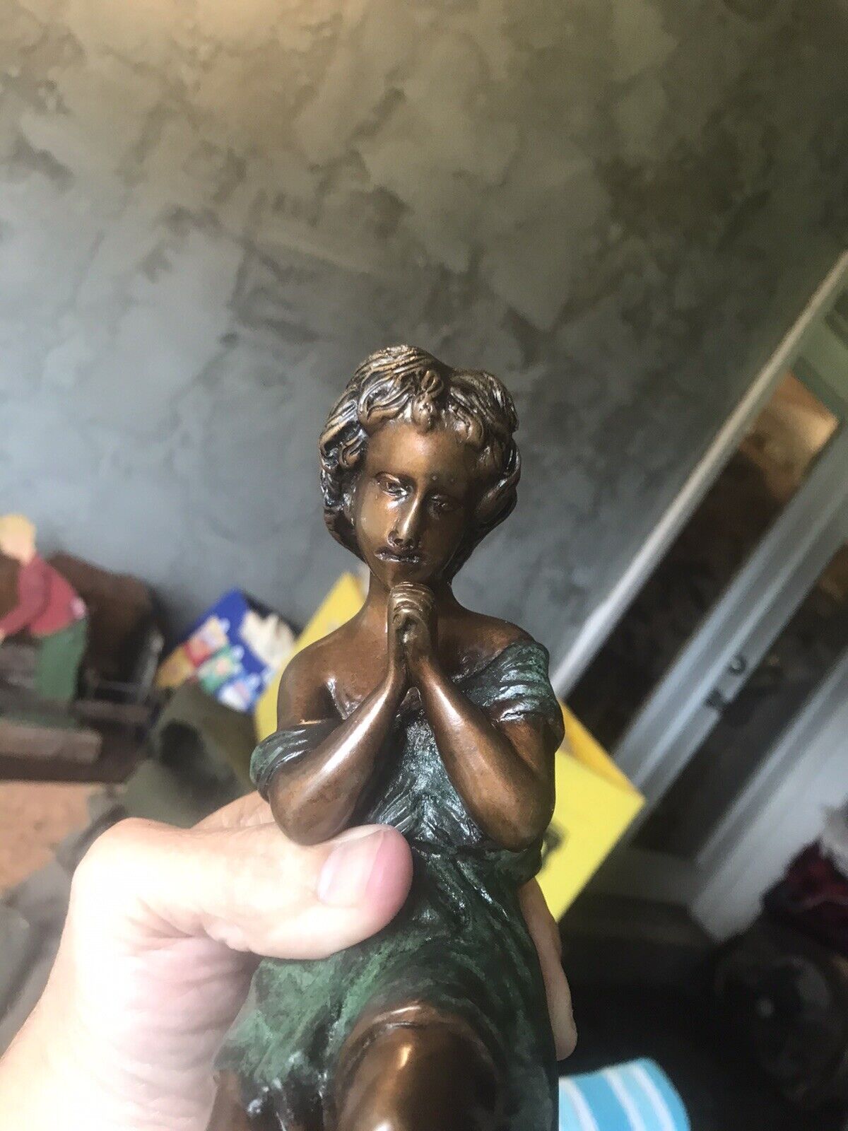 Late 19th Century Mareau Bronze Praying Girl Statue