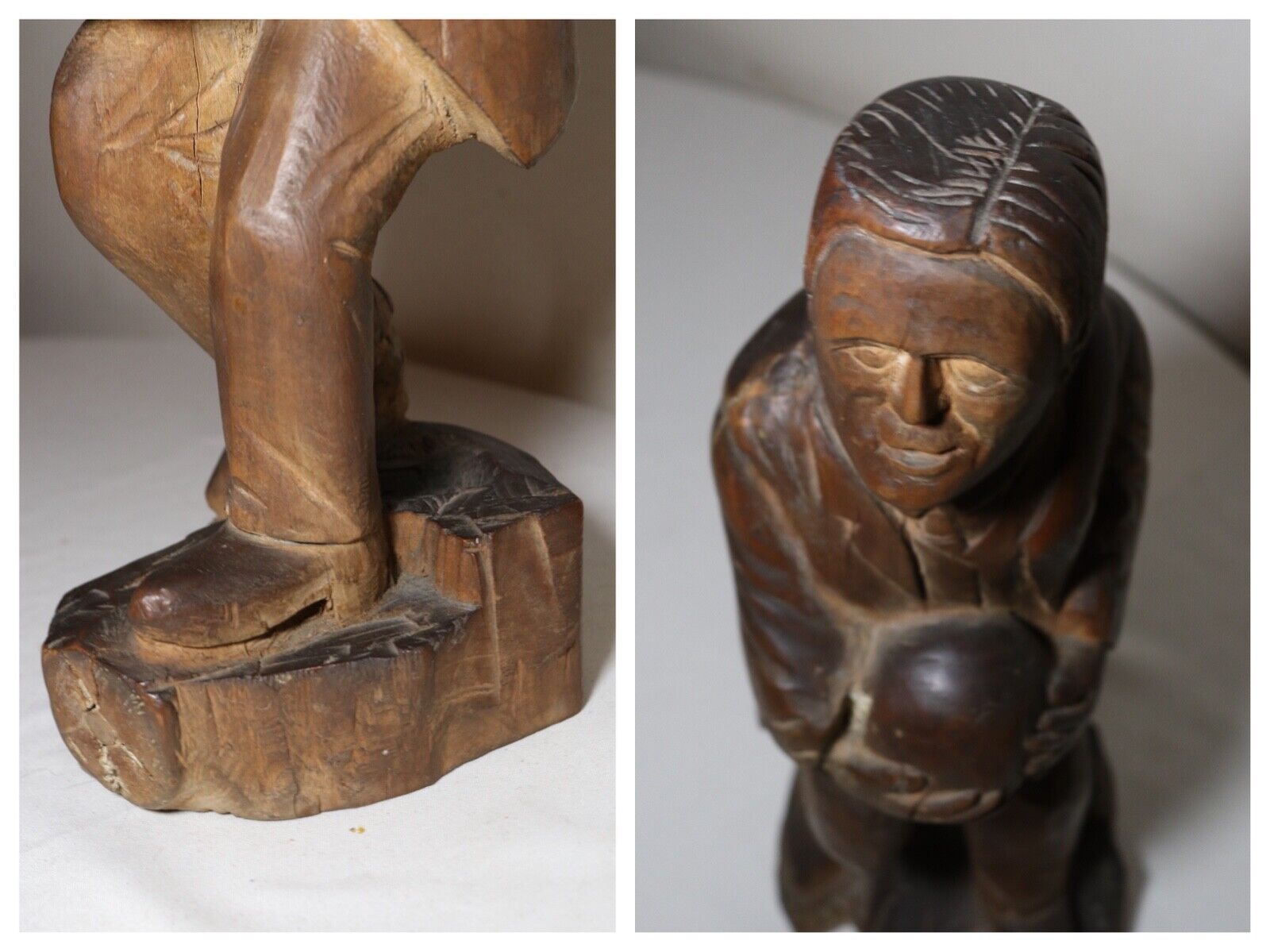 1800's Folk Art Hand Carved Wooden Figure Sculpture