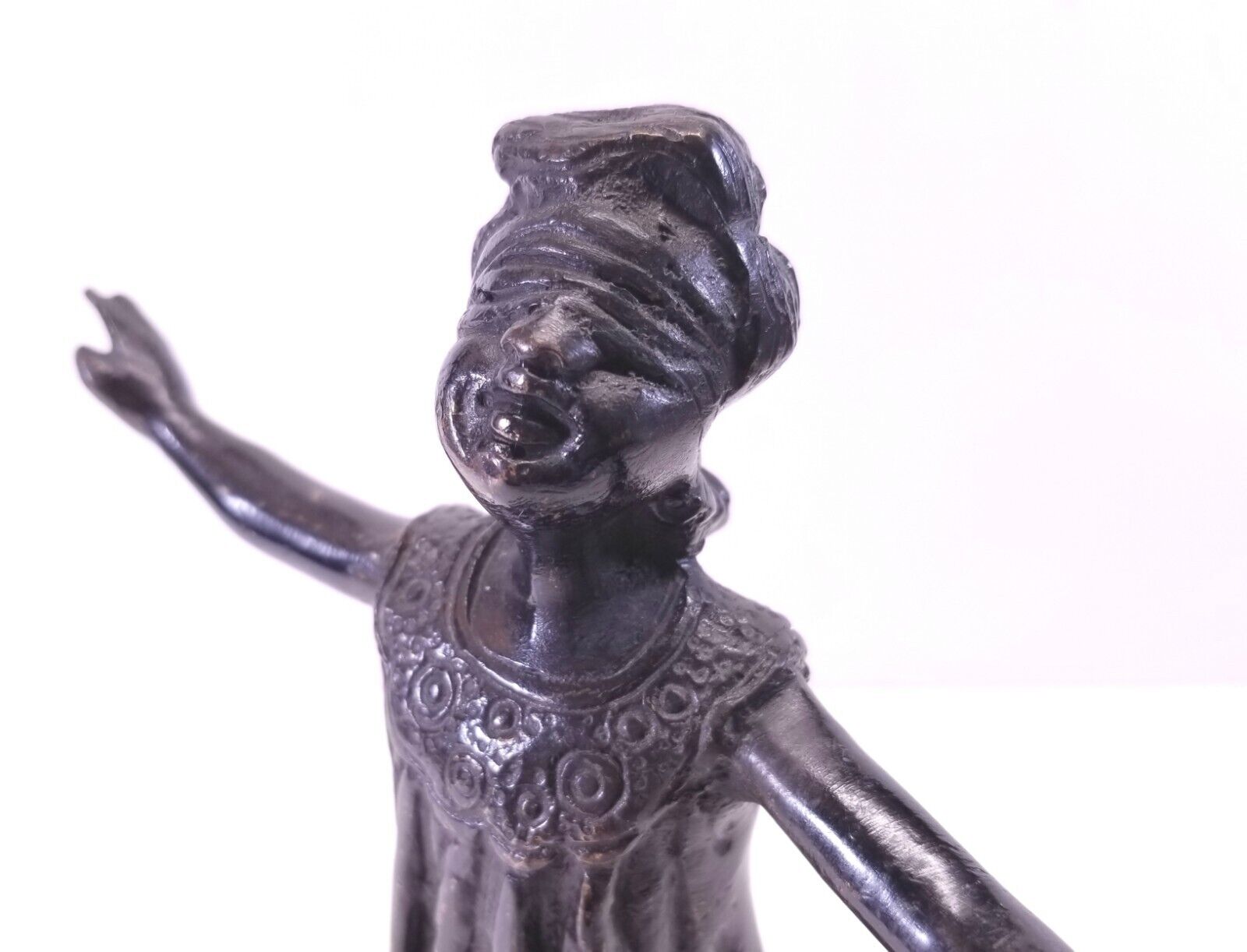 Early 1900s Bronze Blindfold Girl Statue on Marble