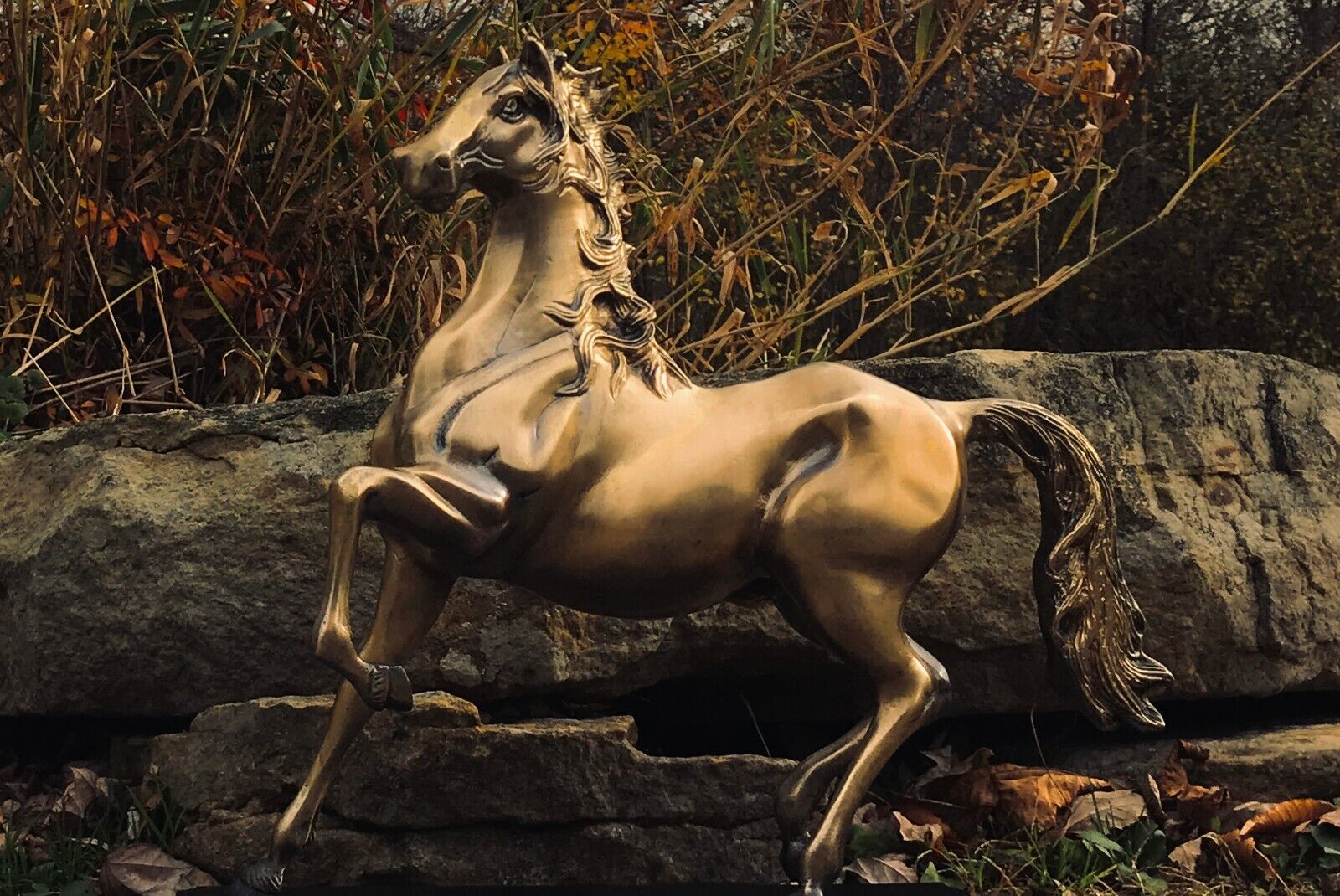 Antique Solid Brass Horse Sculpture from early 1900s