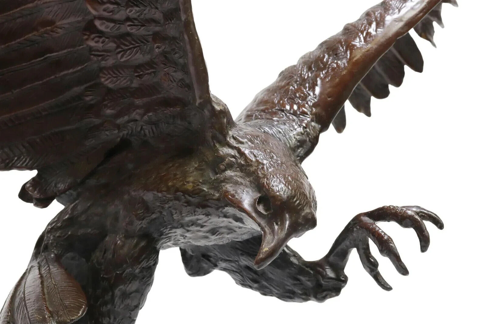 Antique Bronze Falcon Statue, Jules Moigniez Reproduction, 25"H