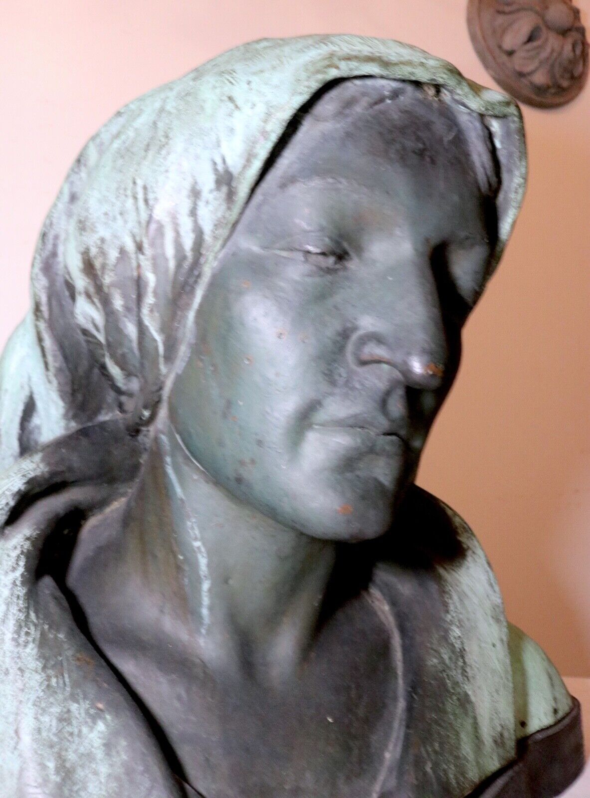 Antique 19th Century Bronze Peasant Women Lady Bust