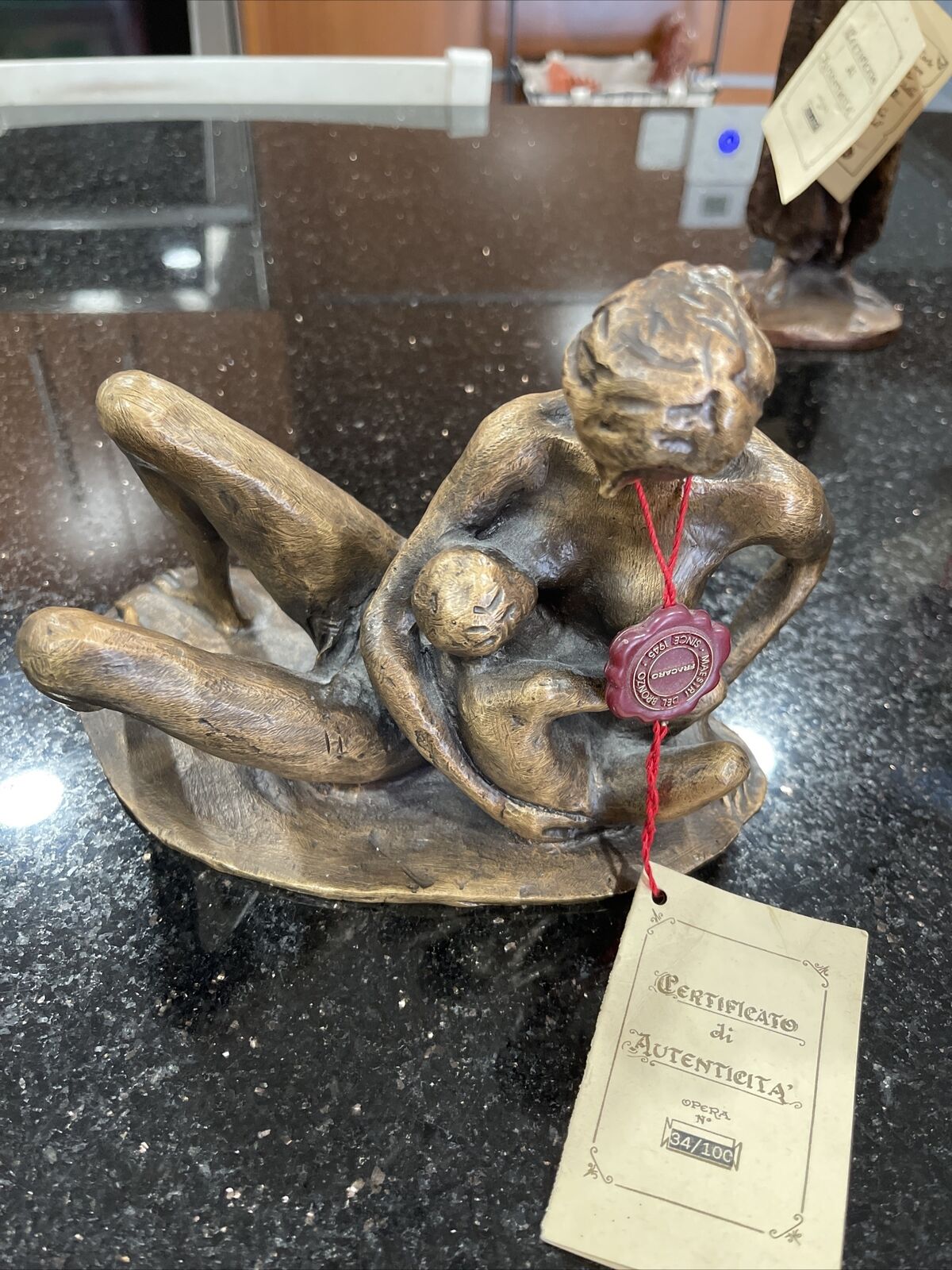 Italian Fonderia Fracaro Solid Bronze Sculpture Set, COA Included