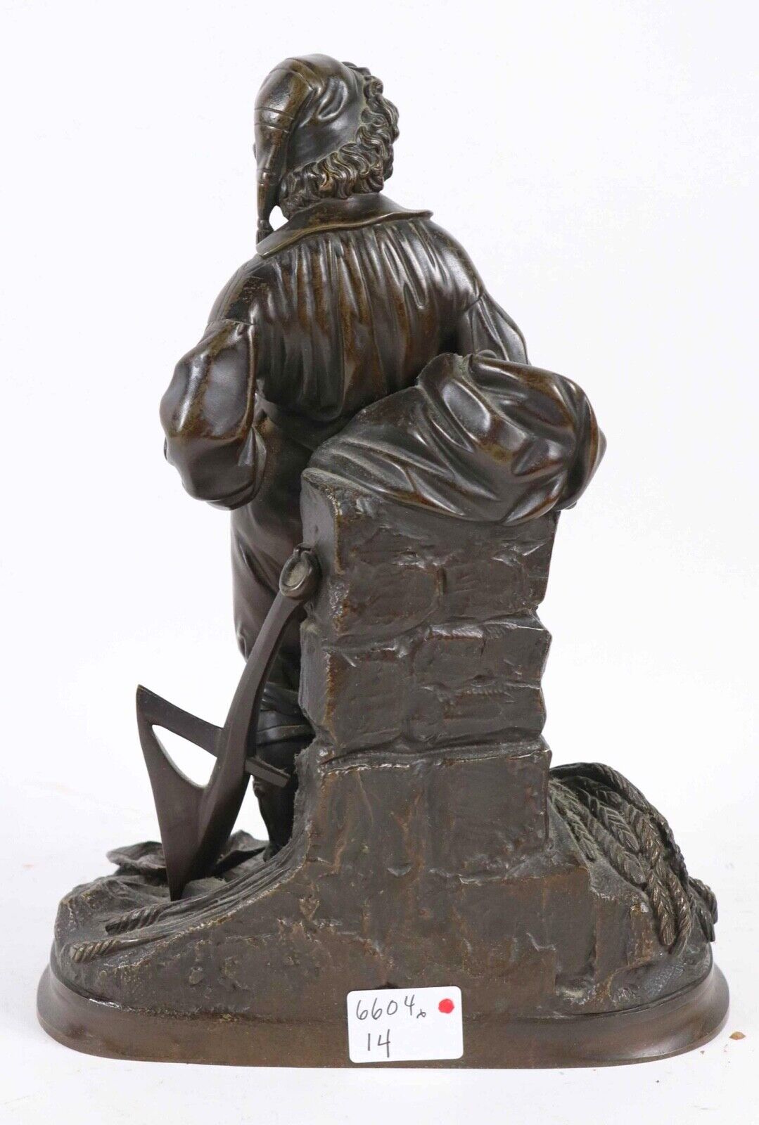 1800's Paul Emil Machault bronze peasant farmer statue