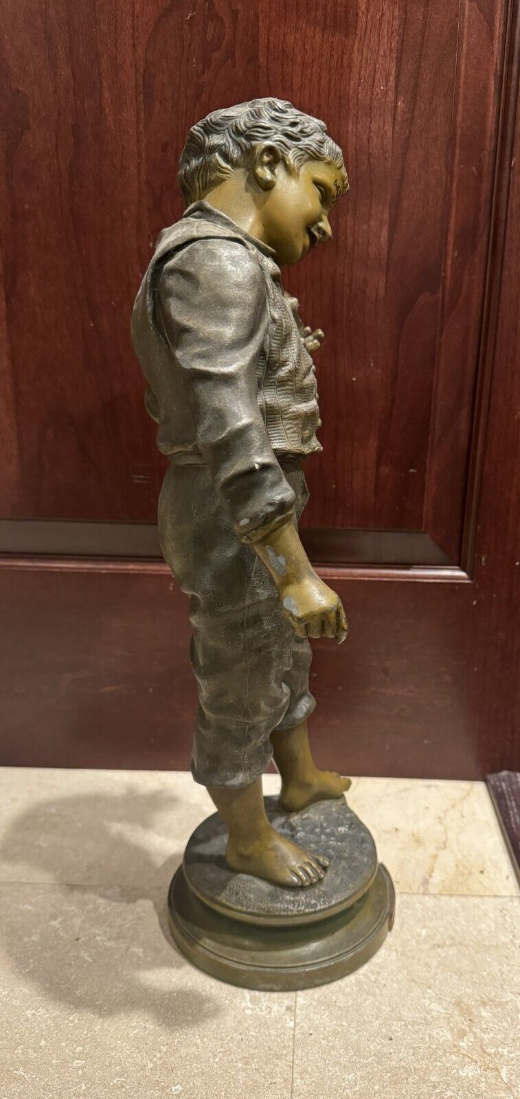 1800s Spelter Metal "La Toupie" Statue Figure