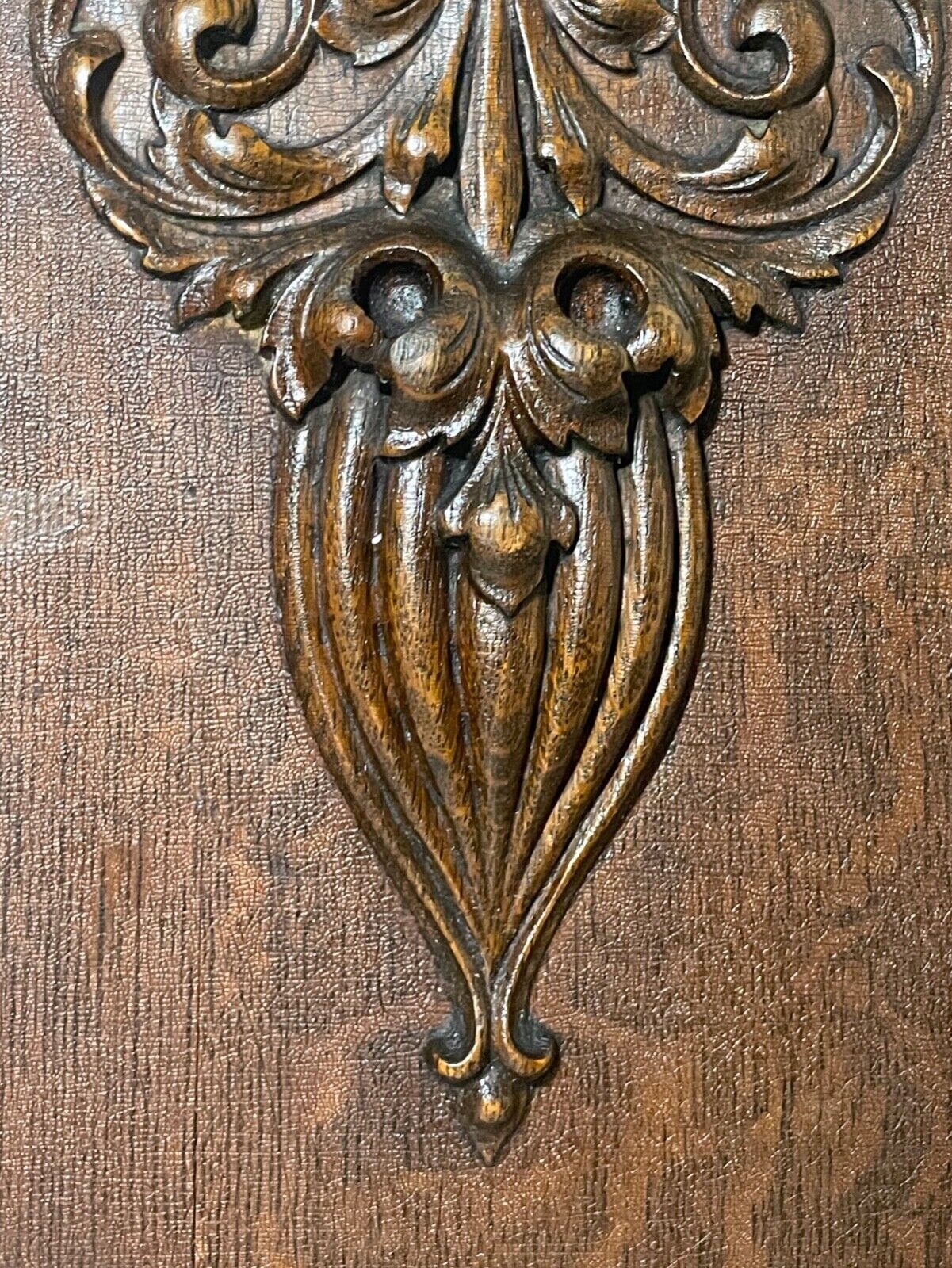1800s carved wood oak architectural relief wall sculpture