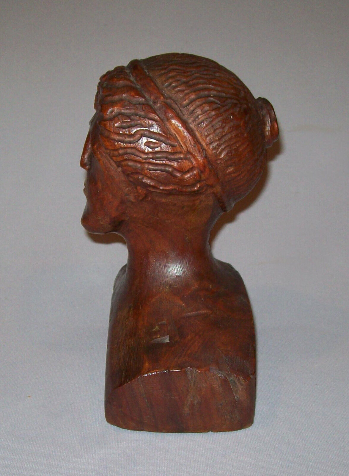 19th Century Hand Carved Wooden Woman Bust Figure