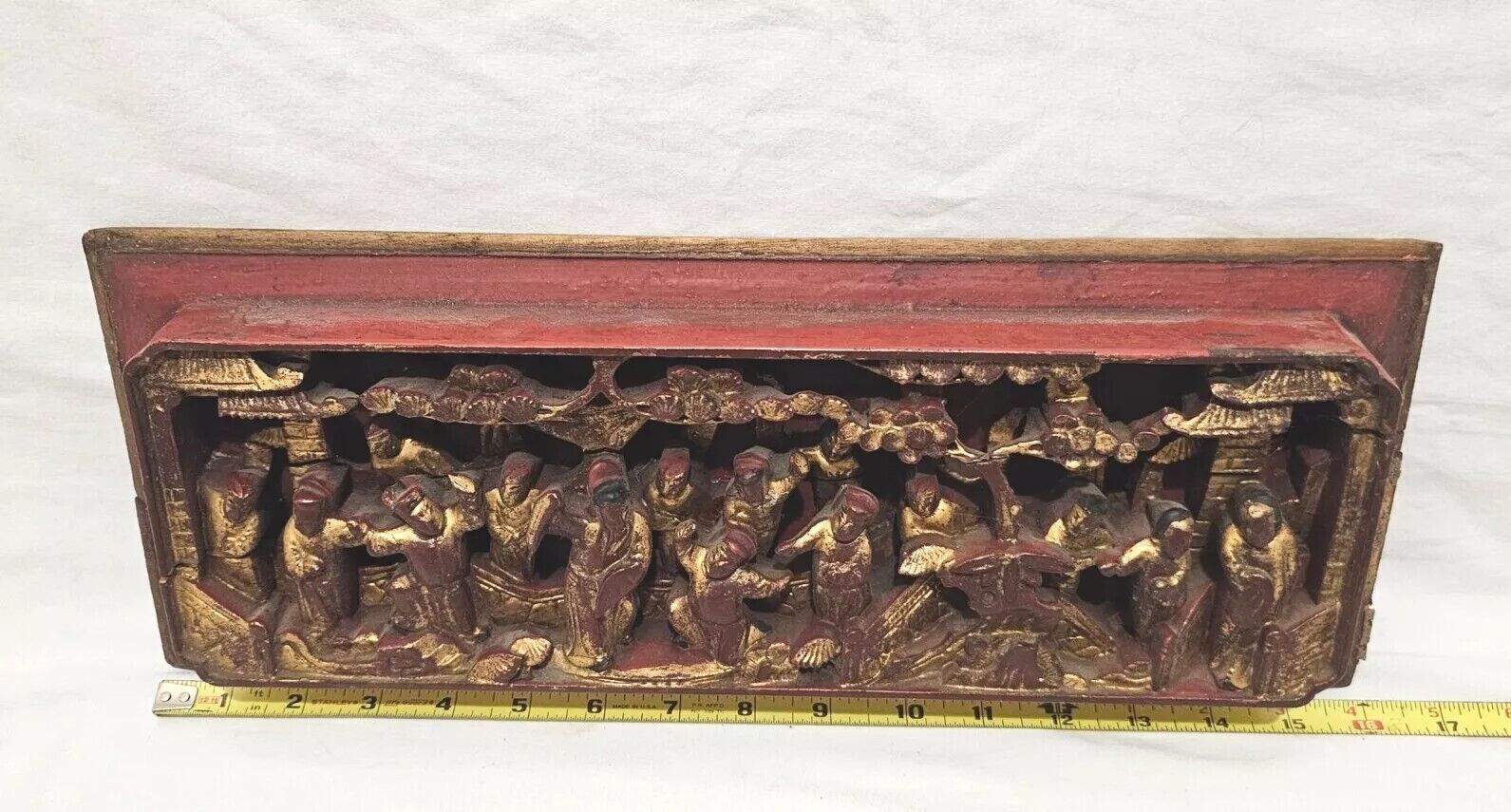 Wood Carved High Relief Golden Characters Wall Panel